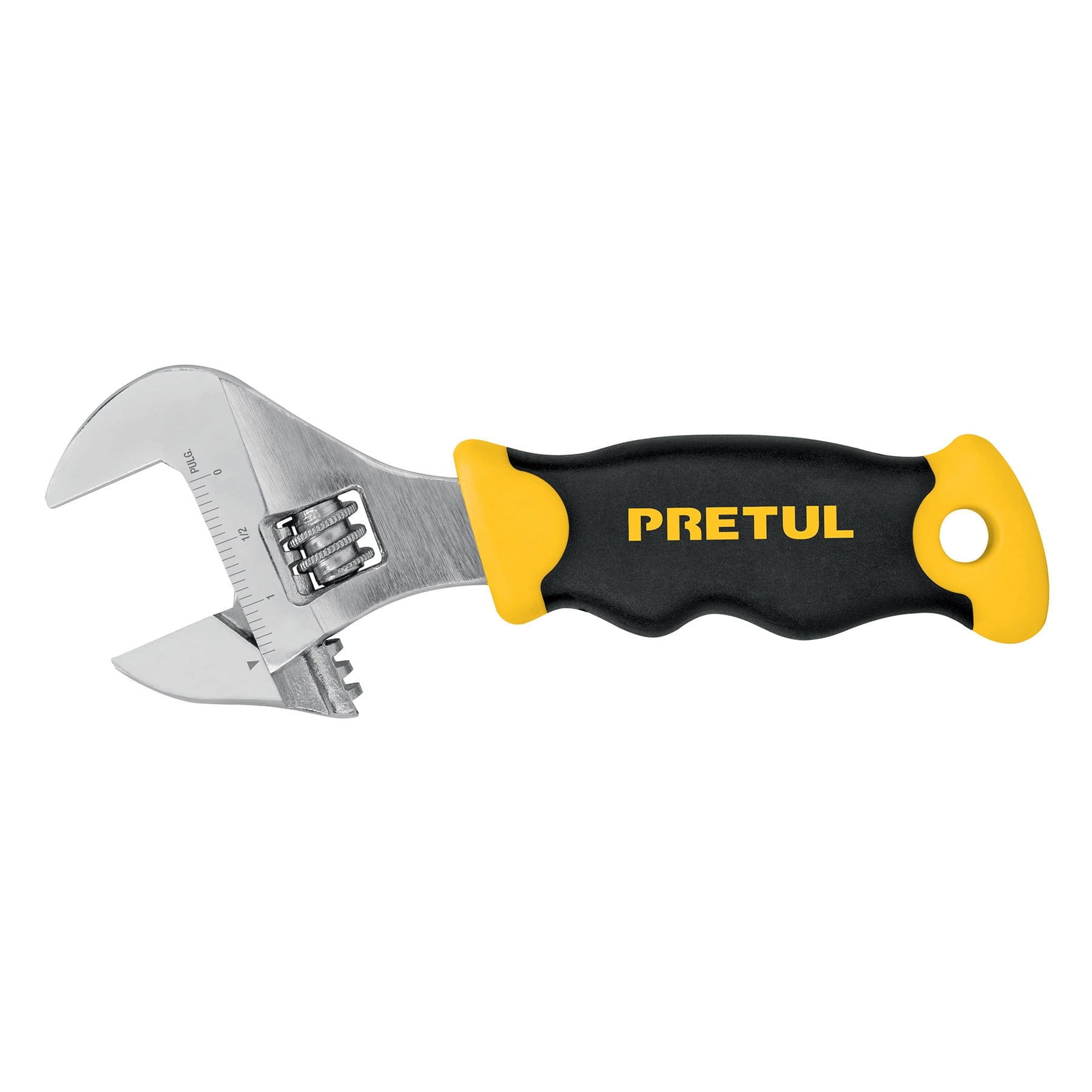 Llave ajustable (perico corto) 6" cromada con grip, Pretul