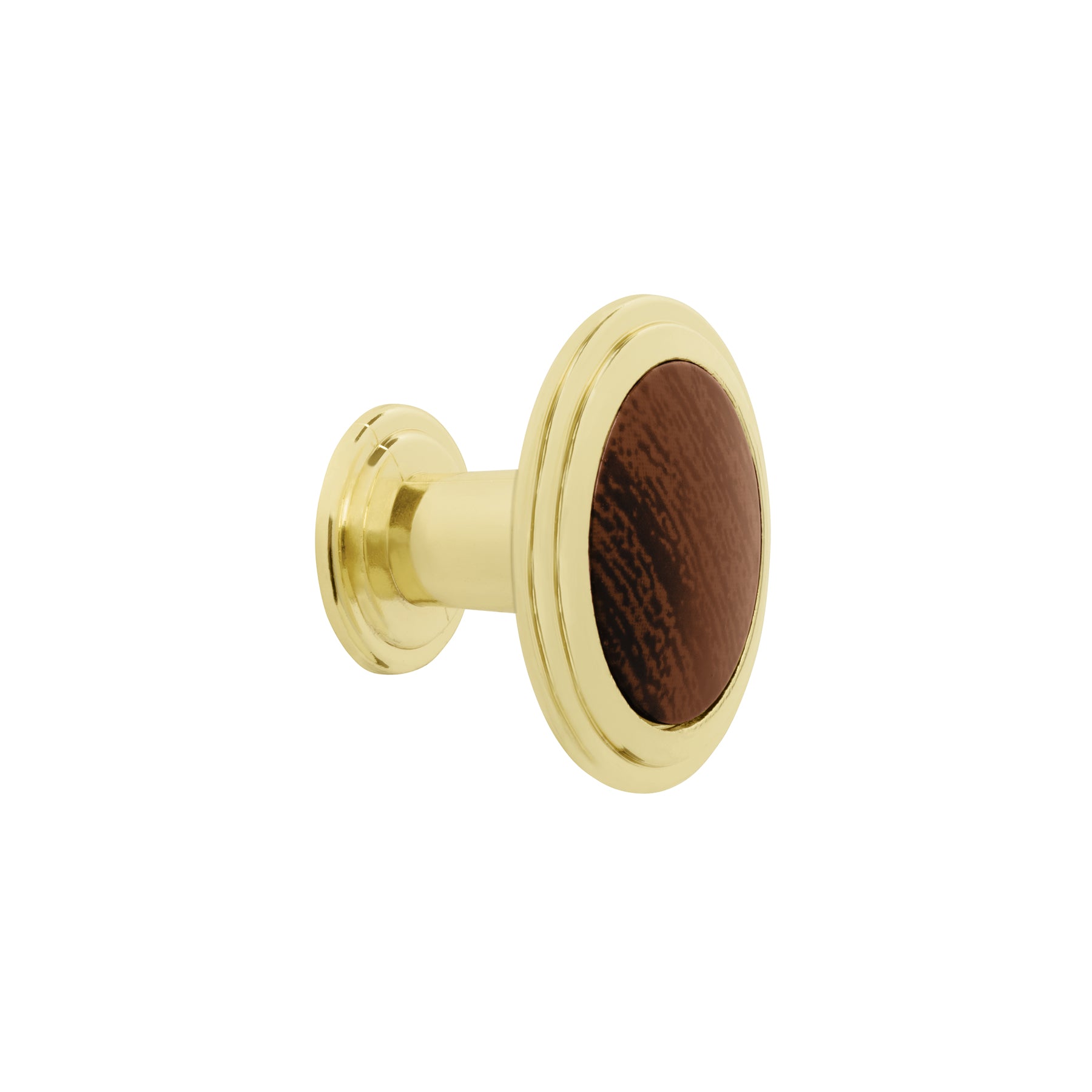 Perilla metálica, latón brillante, inserto madera, Hermex, PER-062, 43814