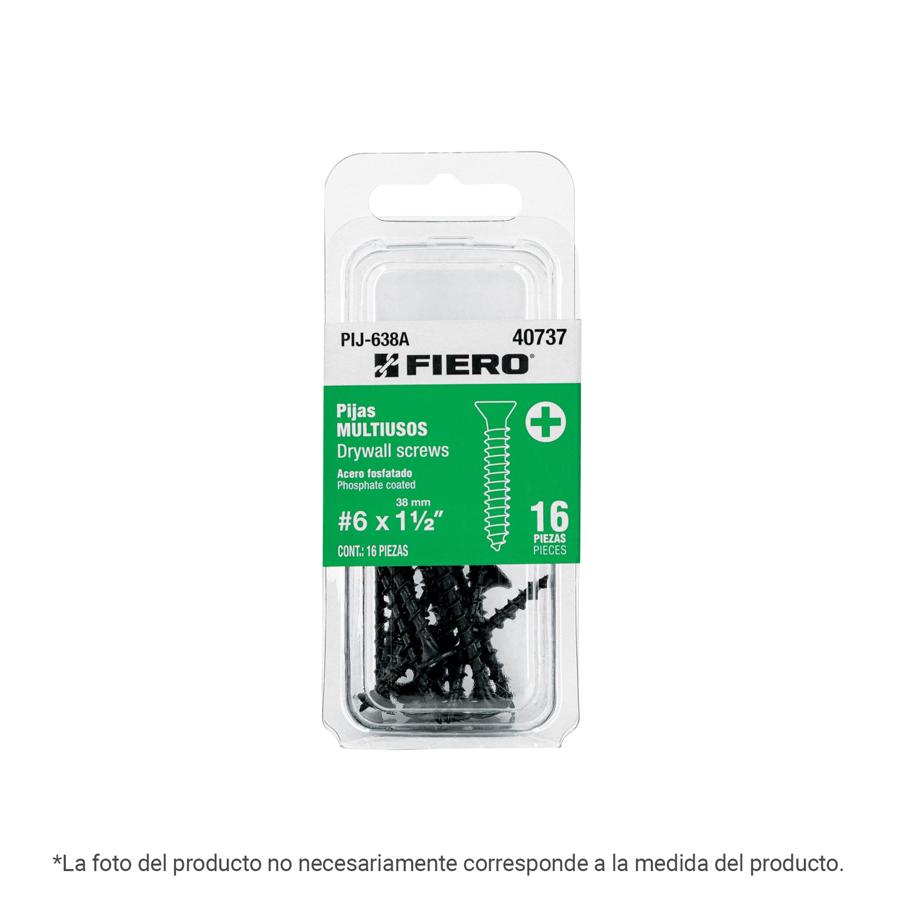 Blíster con 20 pijas #6 x 1" multiusos, Fiero