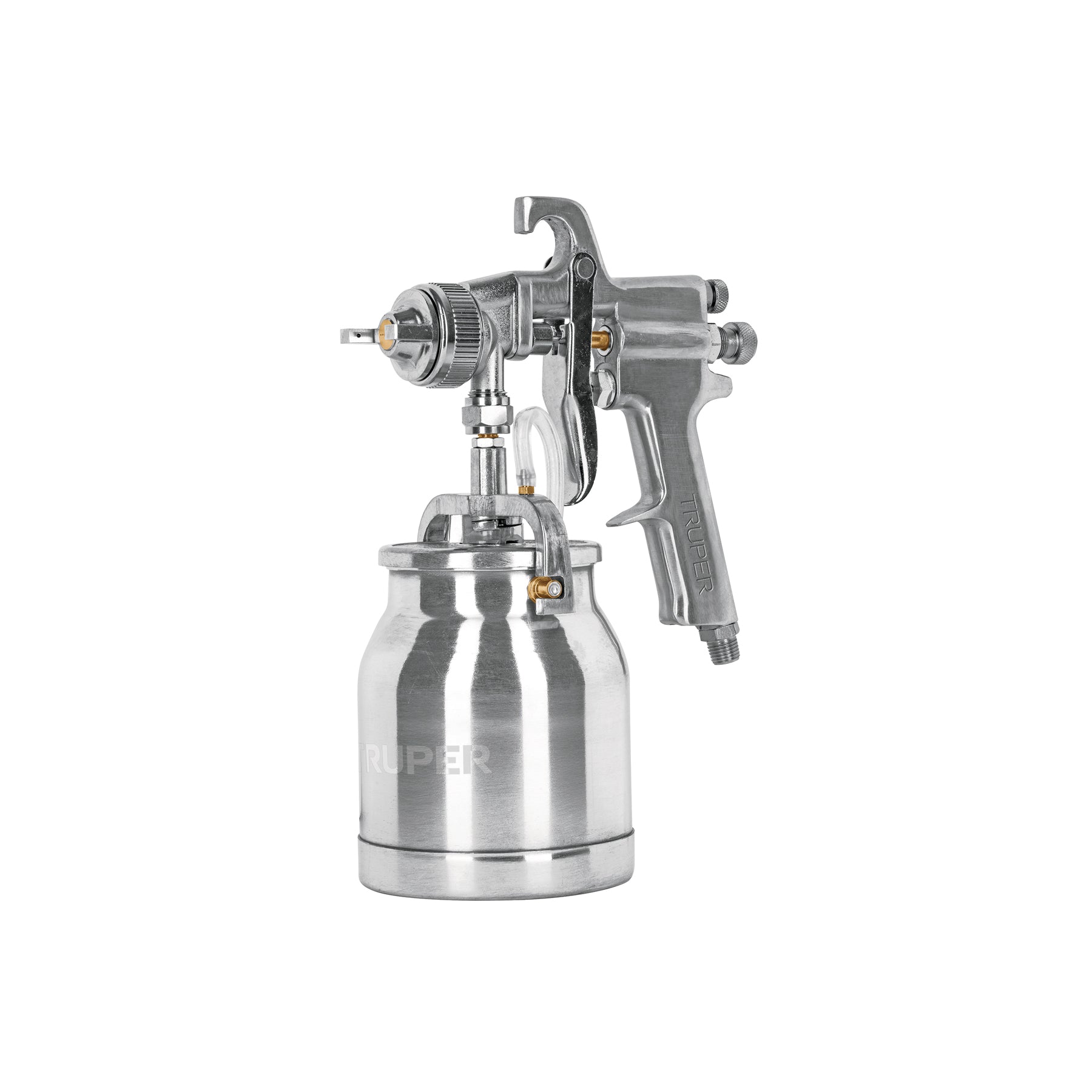 Pistola para pintar succión HVHP vaso alum, 1.8mm, 2 vál Truper