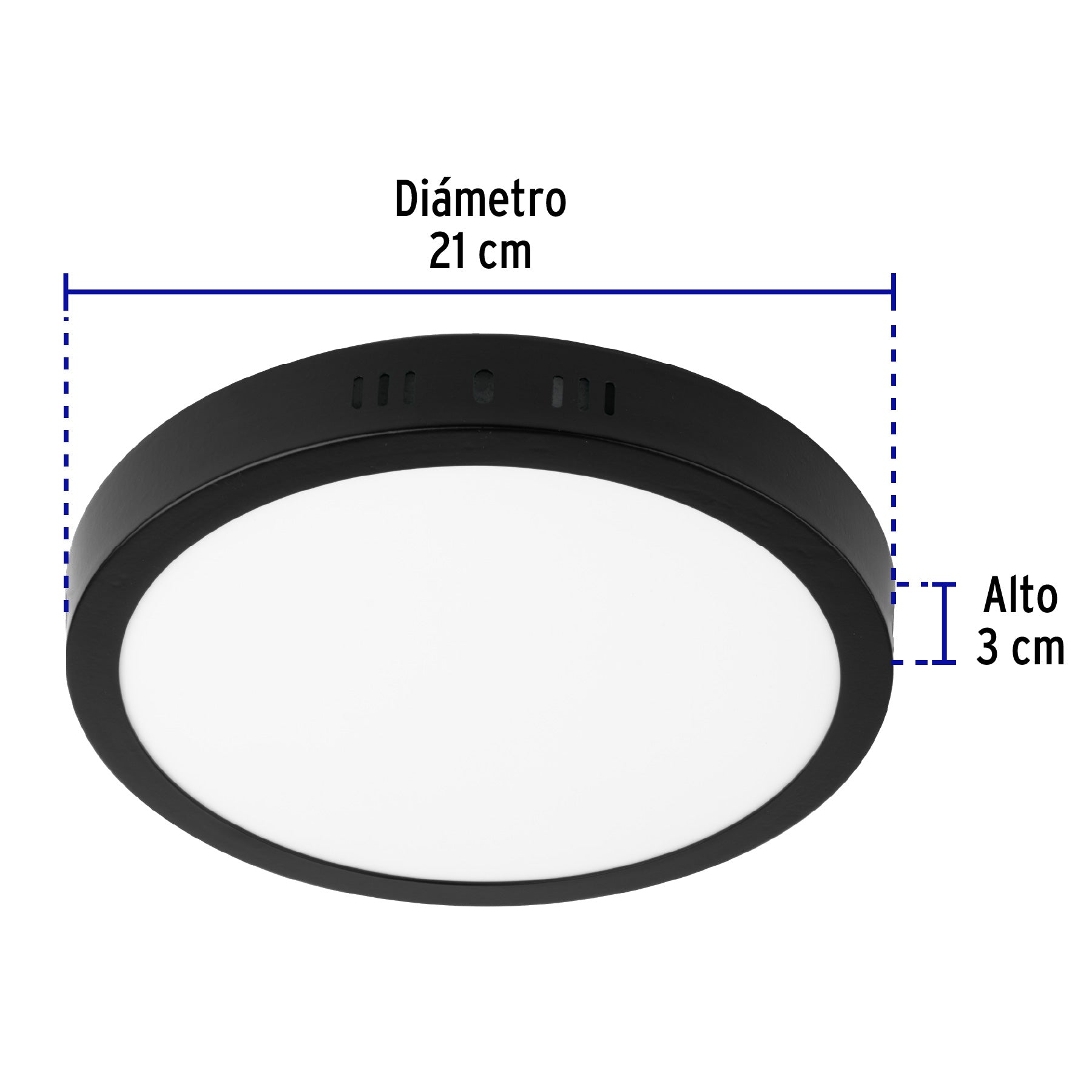 Luminario LED tipo plafón 18 W, redondo, luz de día, negro