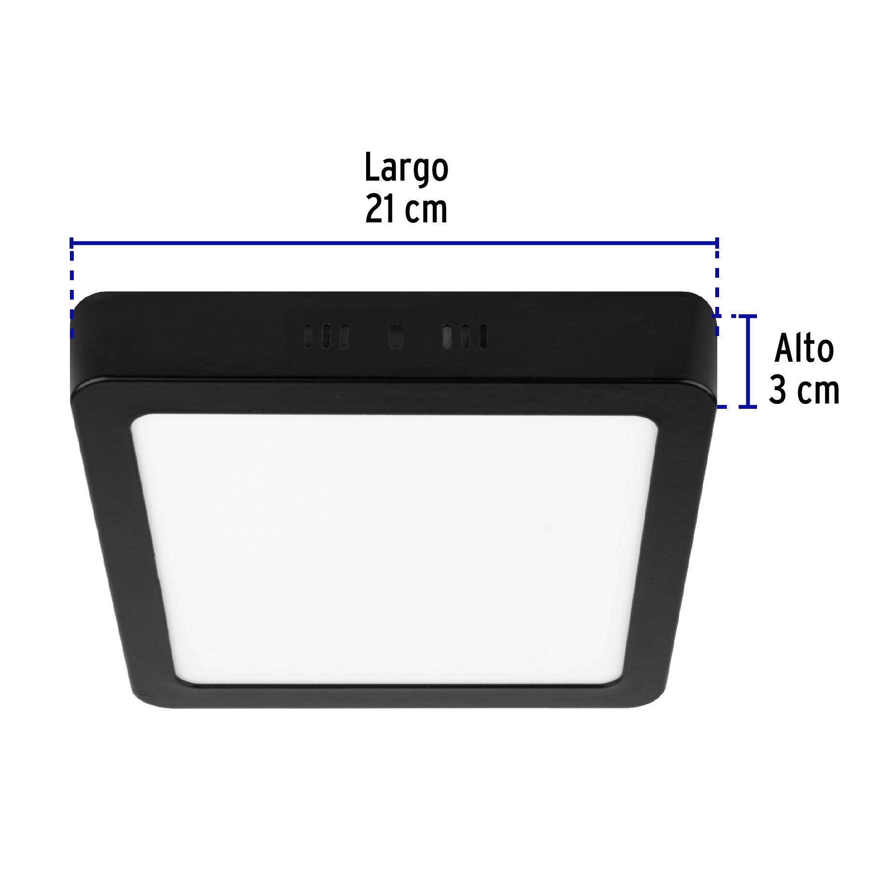 Luminario LED tipo plafón 18 W, cuadrado, luz de día, negro