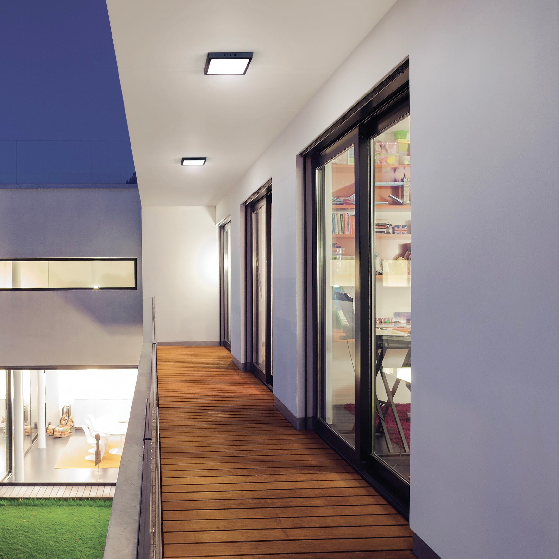 Luminario LED tipo plafón 24 W, cuadrado, luz de día, negro