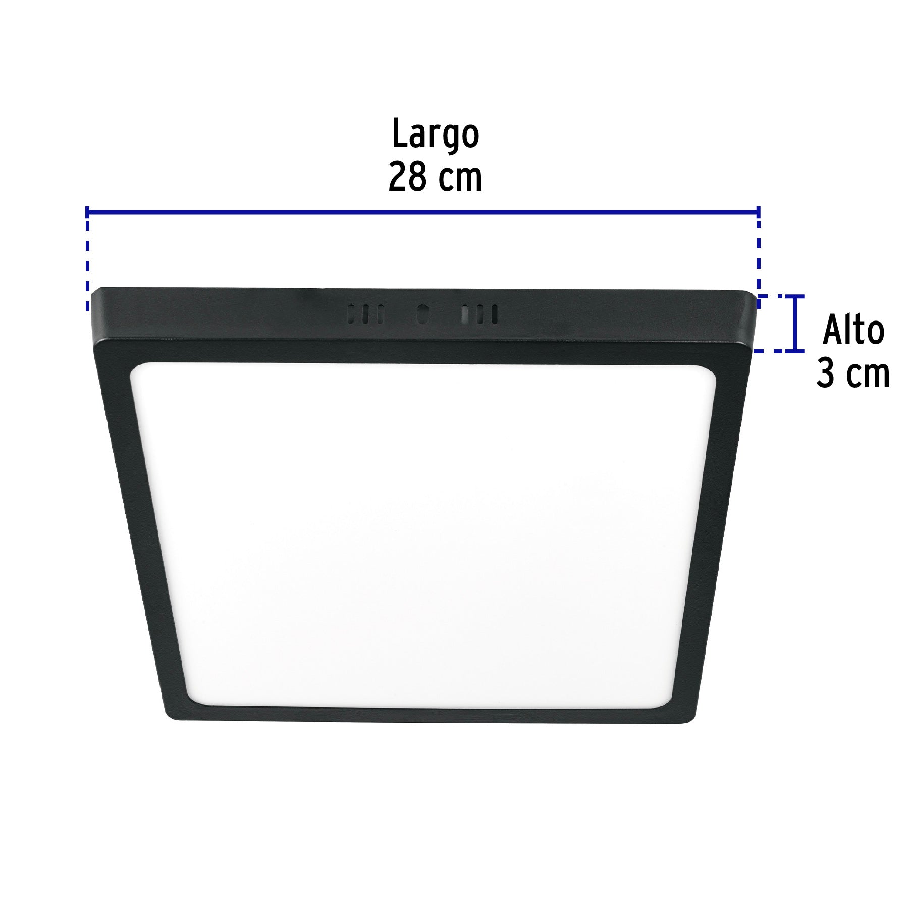 Luminario LED tipo plafón 24 W, cuadrado, luz de día, negro