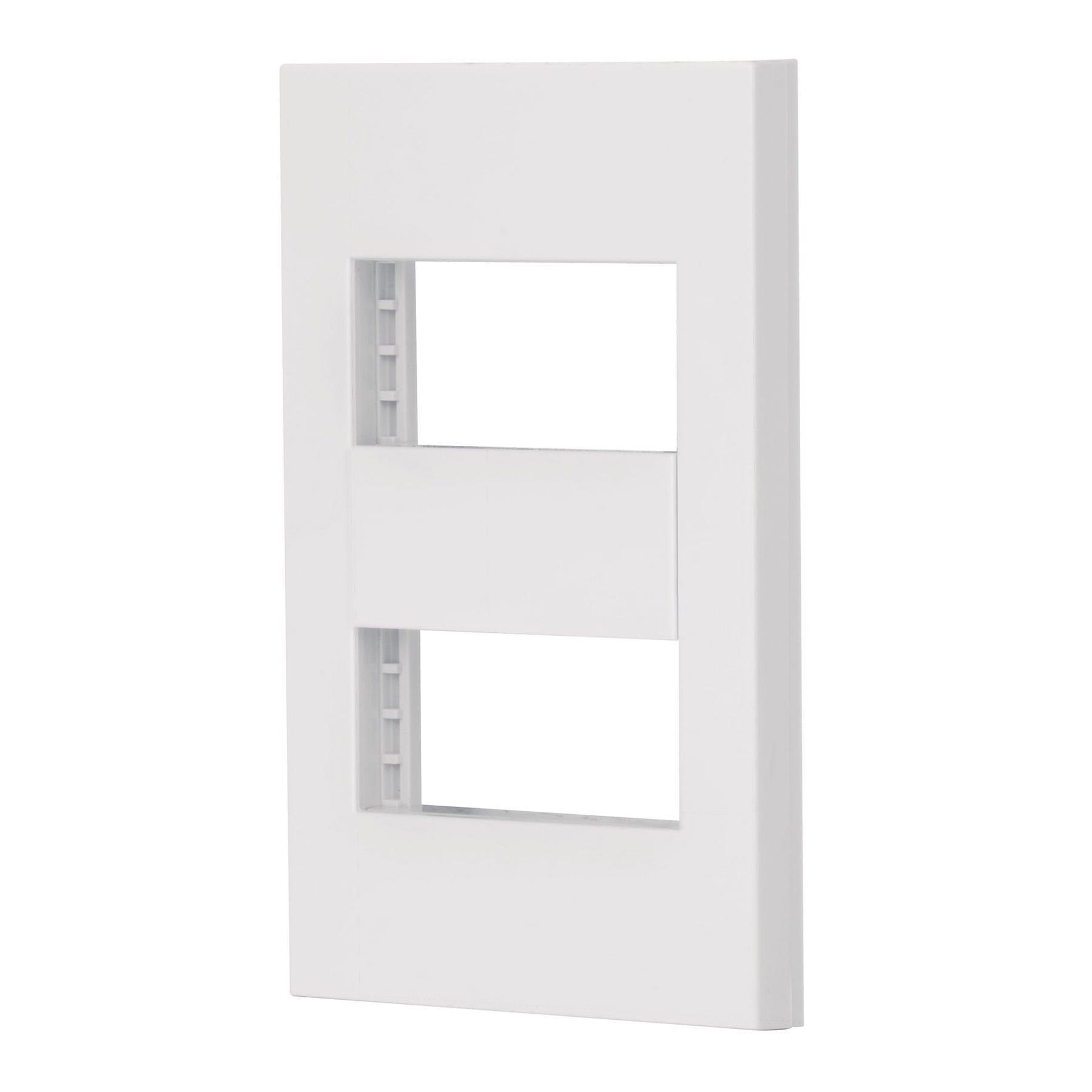 Placa 2 ventanas, 1 módeloulo, línea Española, color blanco