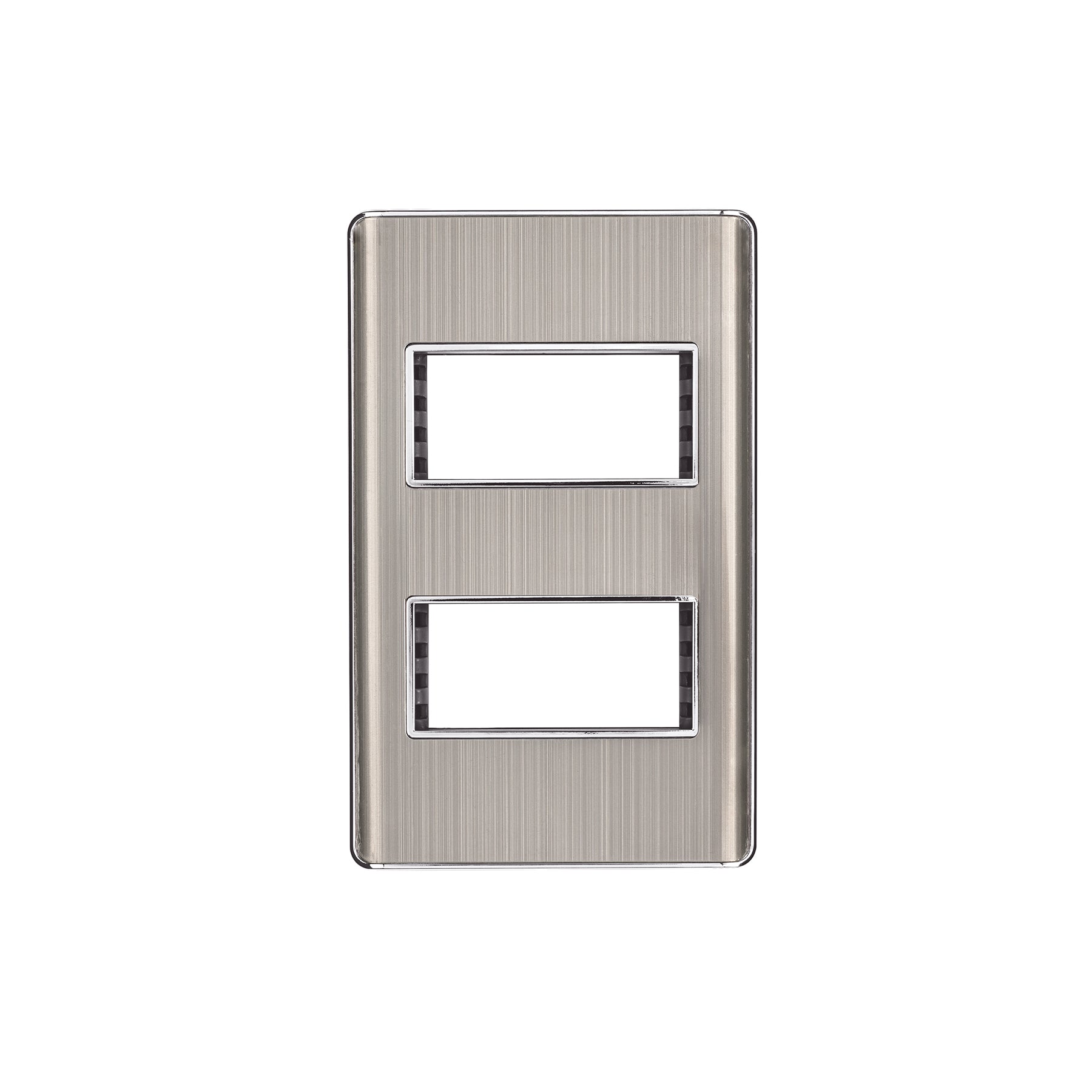 Placa de acero inoxidable con 2 ventanas 1 módulo, línea Lisboa, Volteck, PPDO-LA, 47817