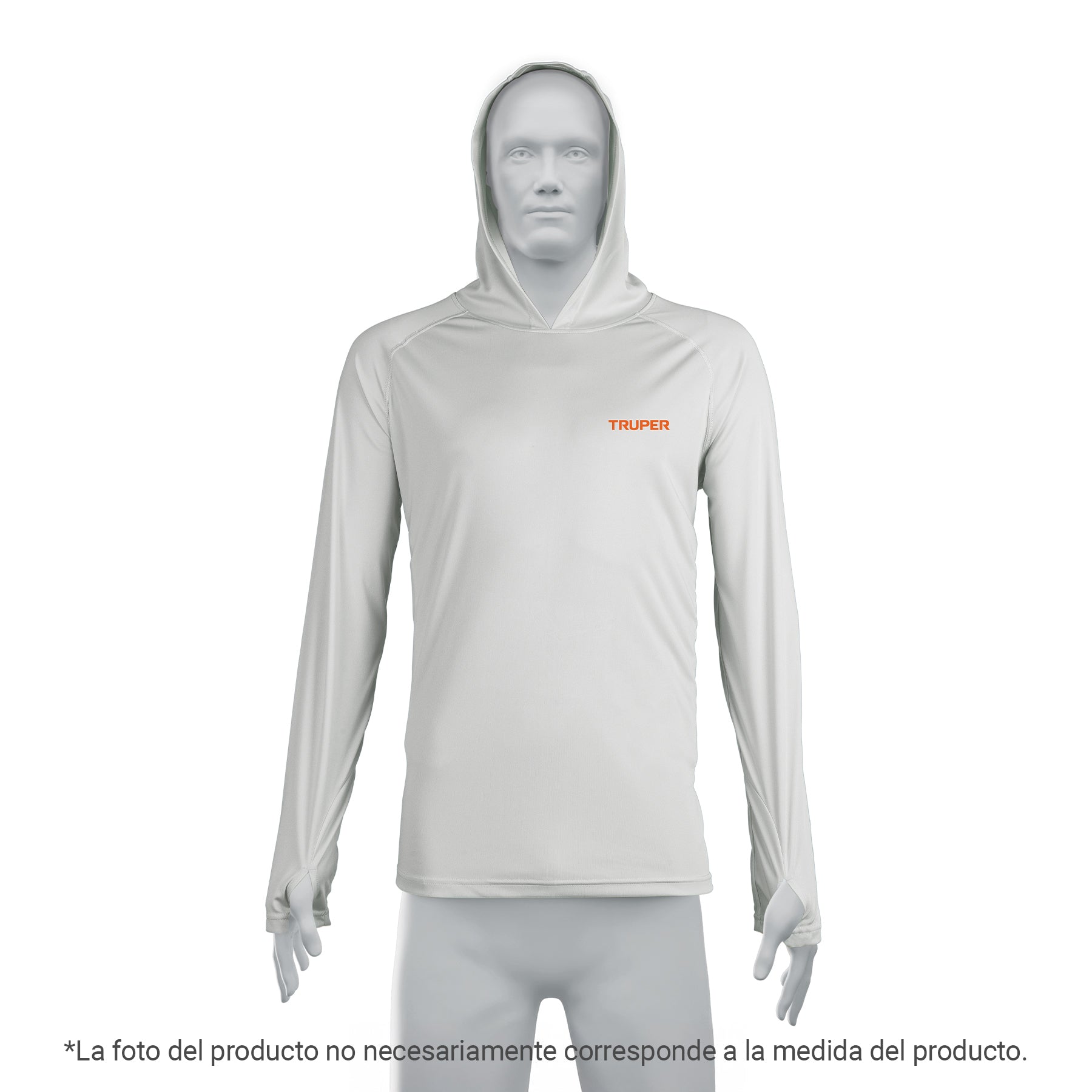 Playera protección solar,m. larga, con gorro, hombre,M, Truper