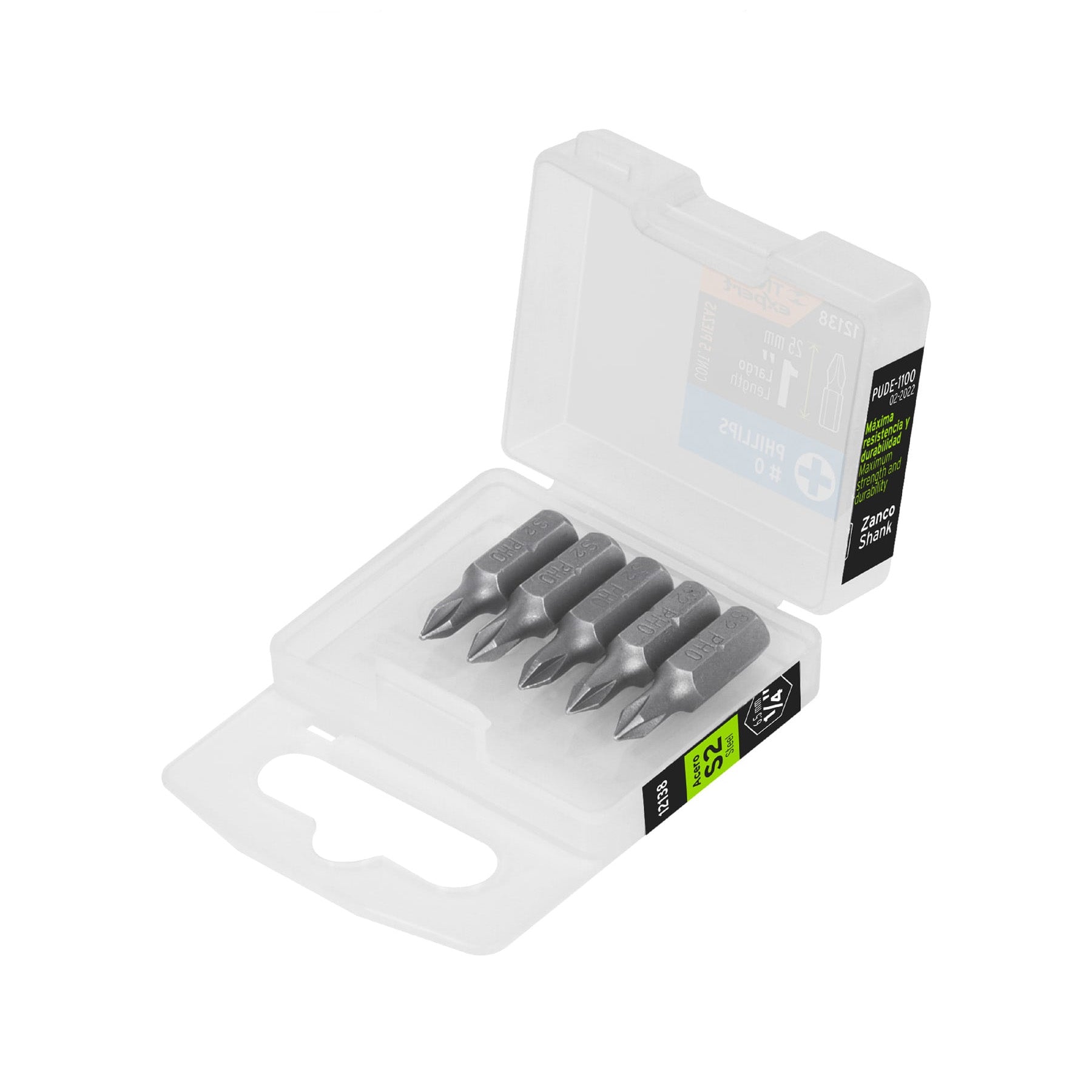 Estuche con 5 puntas de cruz PH0 largo 1", Truper Expert