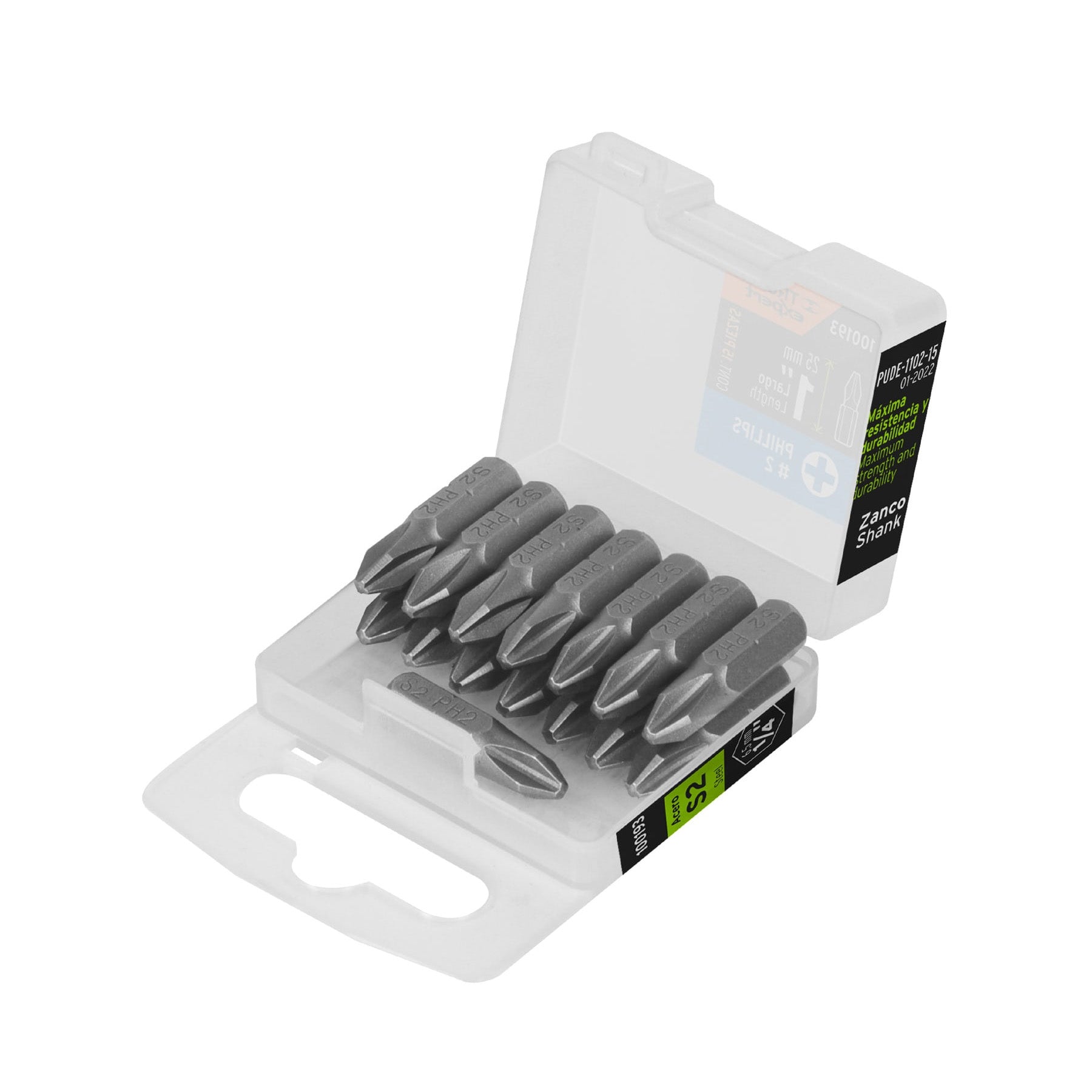 Estuche con 15 puntas de cruz PH2 largo 1", Truper Expert
