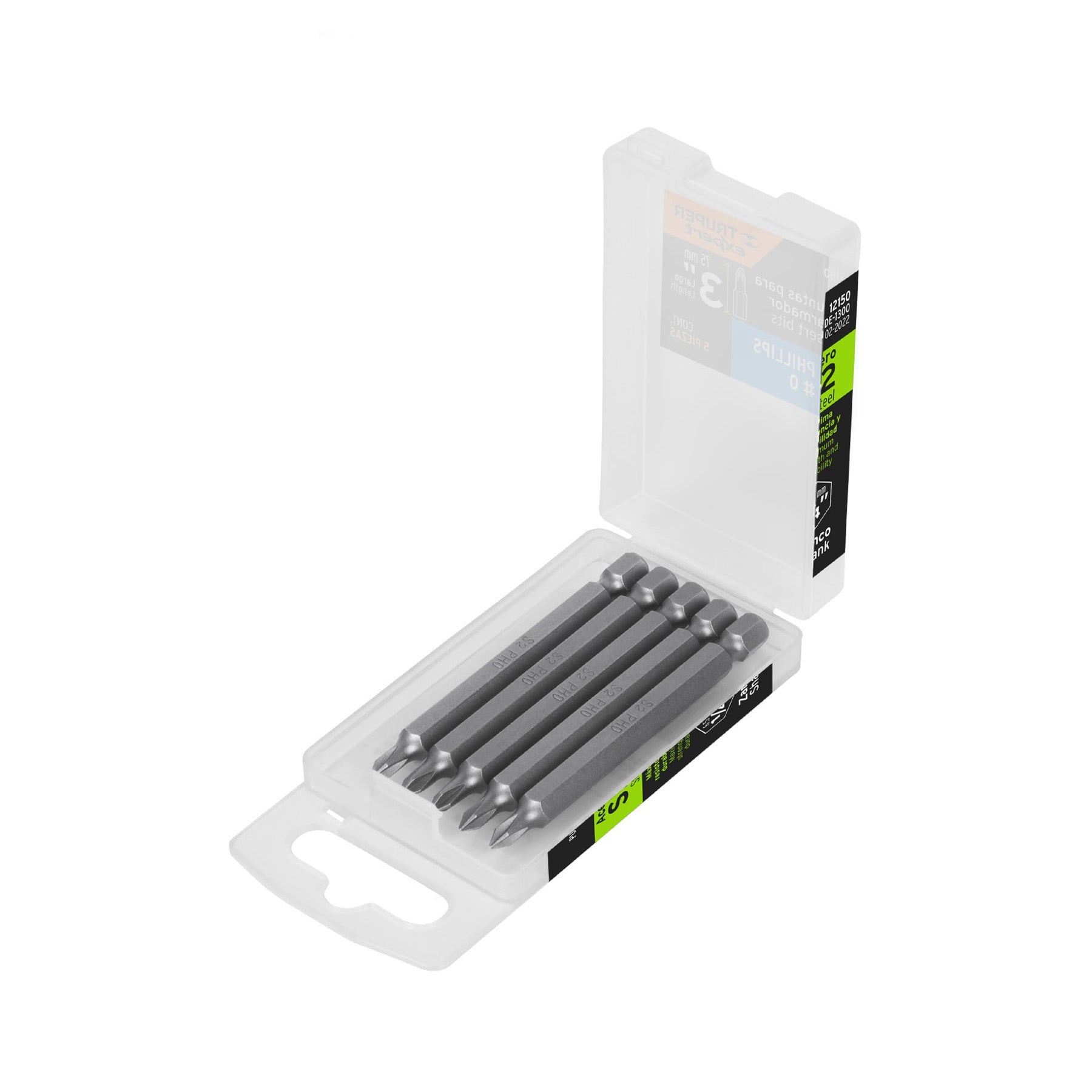 Estuche con 5 puntas de cruz PH0 largo 3", Truper Expert