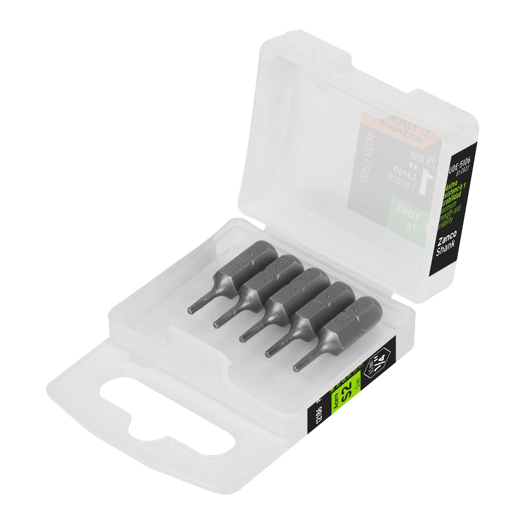 Estuche con 5 puntas torx T6 largo 1", Truper Expert