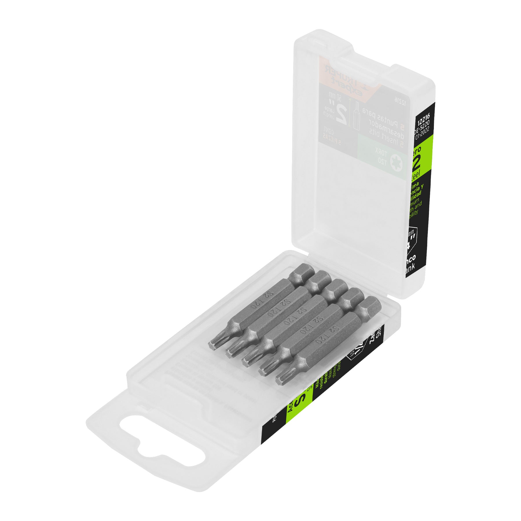 Estuche con 5 puntas torx T20 largo 2", Truper Expert