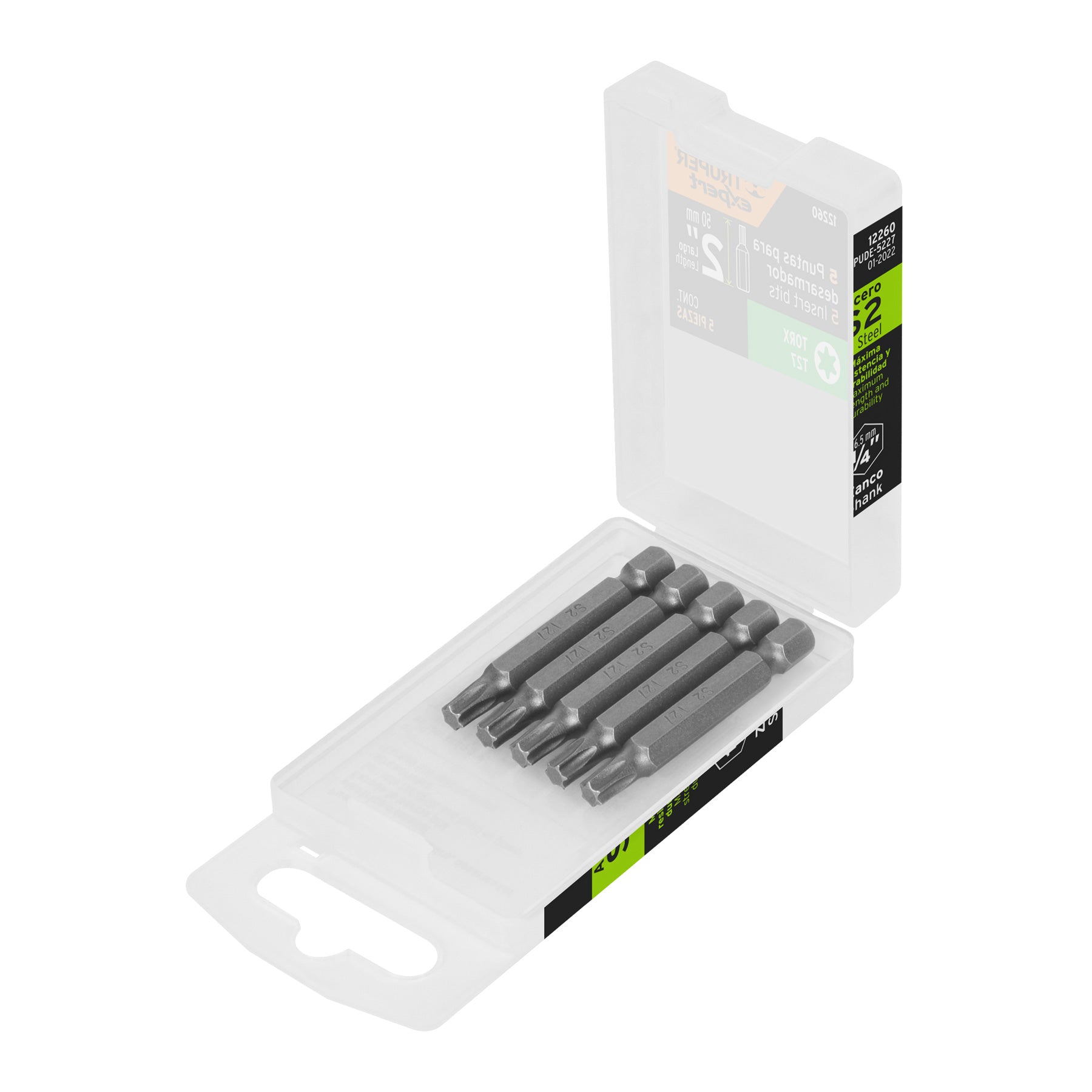 Estuche con 5 puntas torx T27 largo 2", Truper Expert