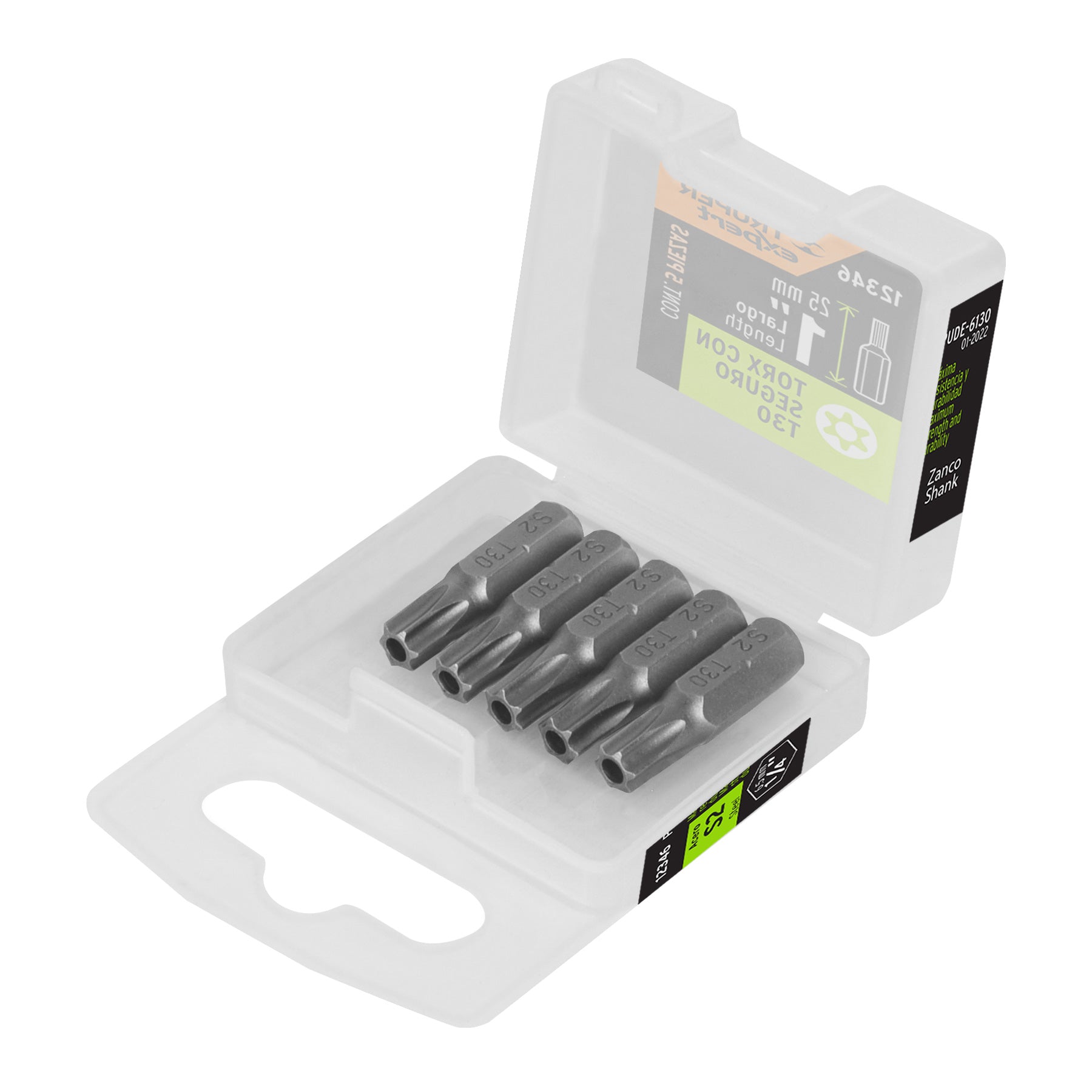 Estuche con 5 puntas torx T30 con seguro largo 1", Expert