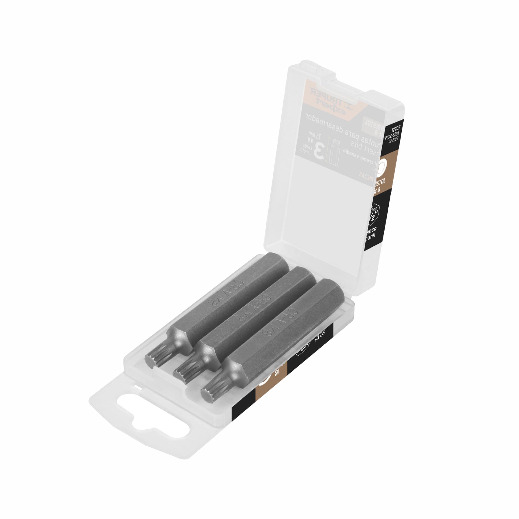 Estuche con 3 puntas bristol M8 largo 3", Truper Expert
