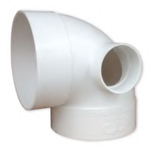 Codo pvc sanitario cem. 100 mm (4) c/d os sal lat. 50 mm (2)