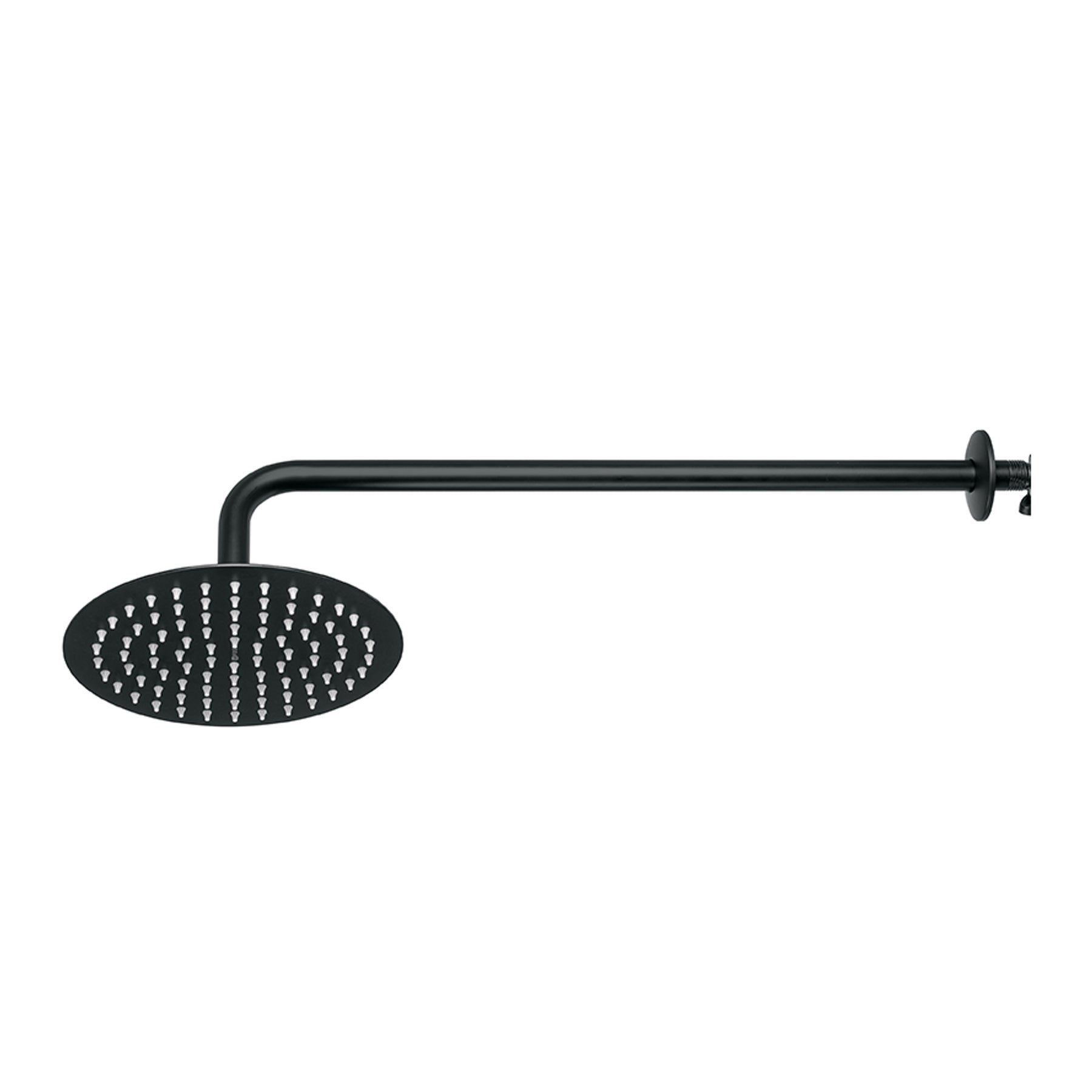 Regadera plato redondo 8" con brazo, negro, Foset RIVIERA