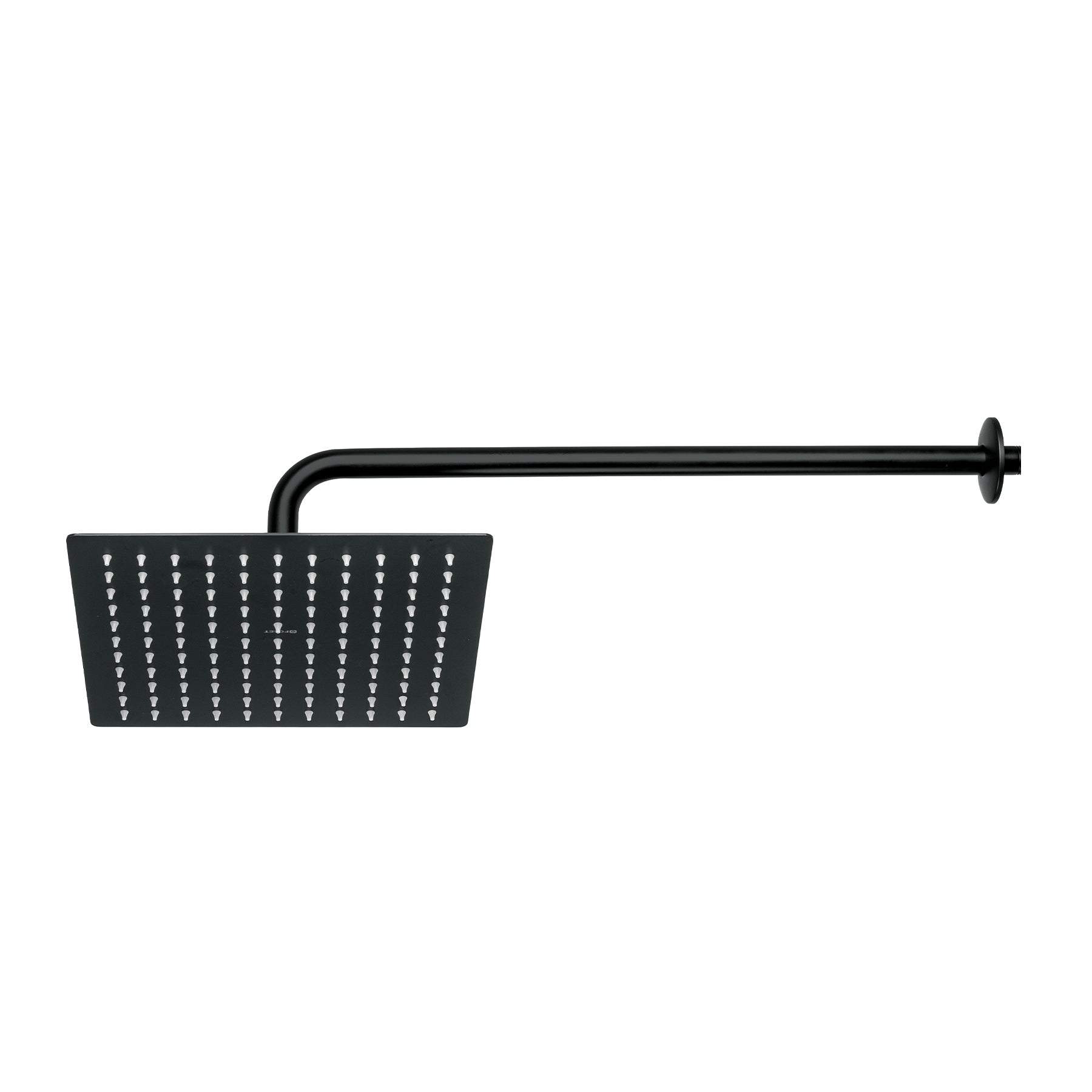 Regadera plato cuadrado 10" con brazo, negro, Foset RIVIERA
