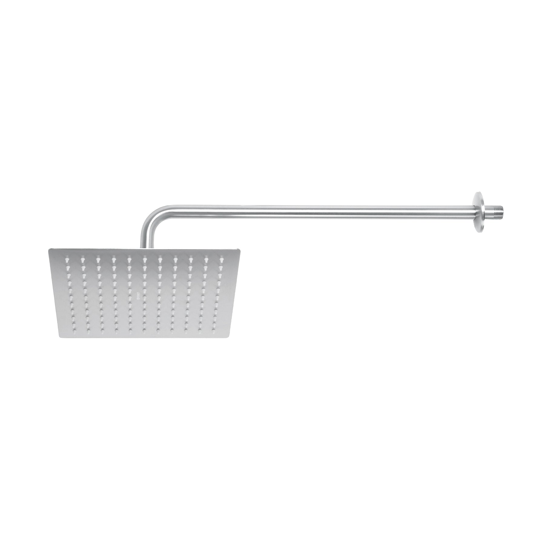 Regadera plato cuadrado 10" con brazo, satín, Foset RIVIERA