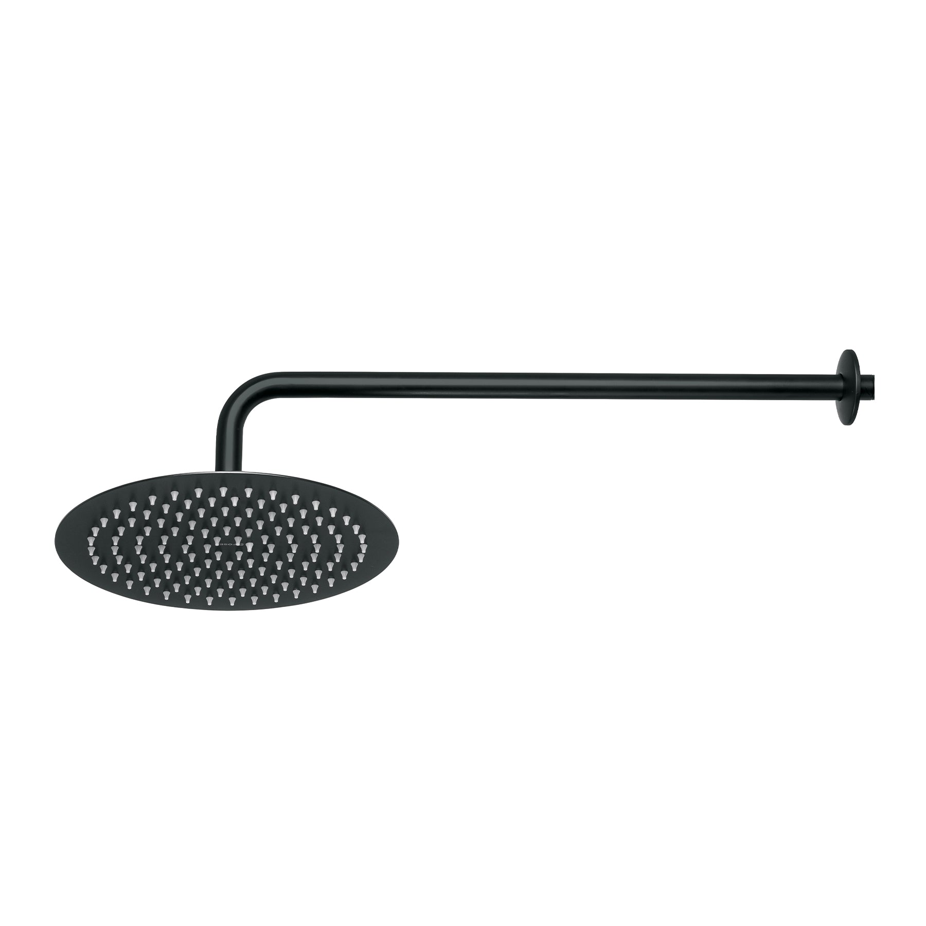 Regadera plato redondo 10" con brazo, negro, Foset RIVIERA