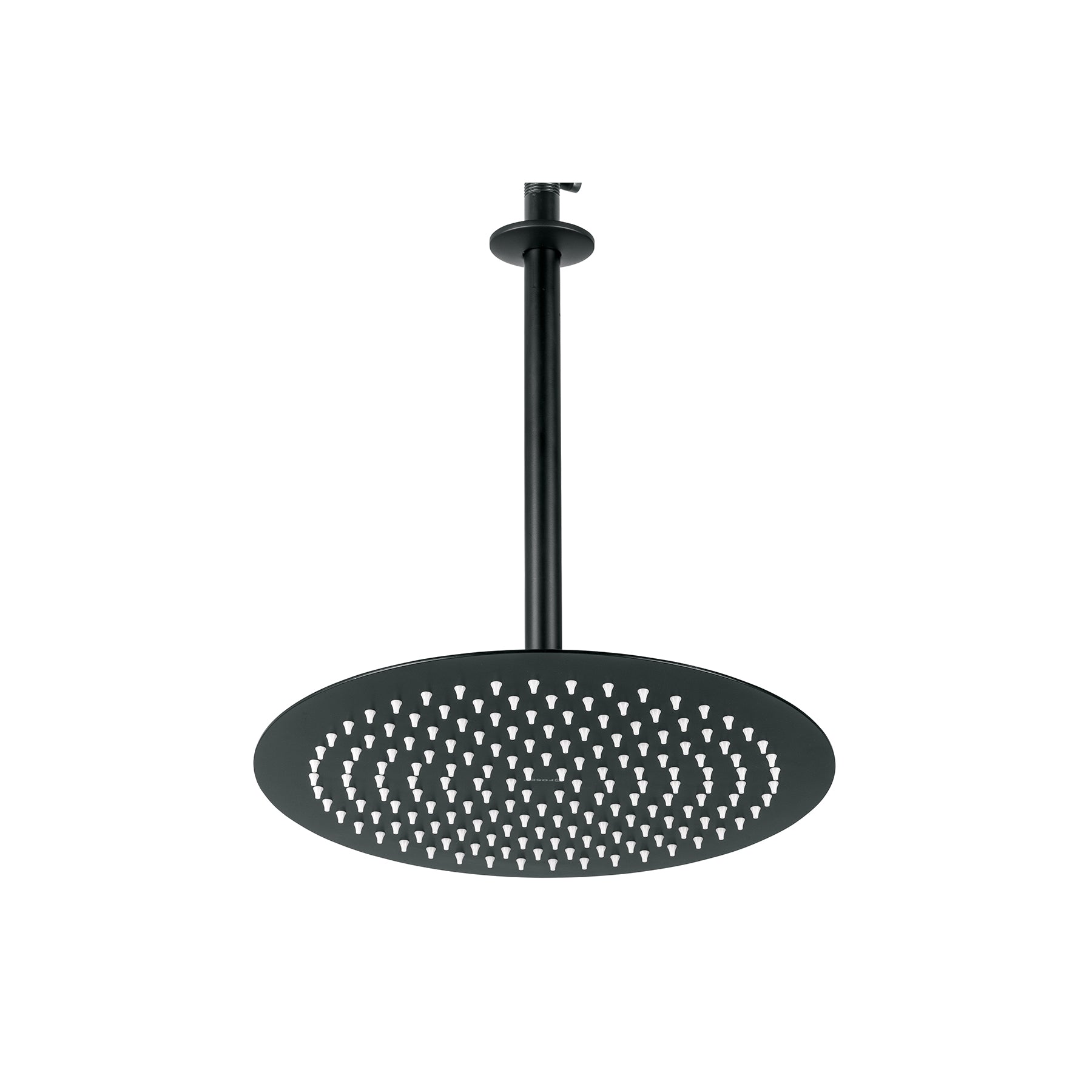 Regadera plato redondo 12" con brazo, negro, Foset RIVIERA