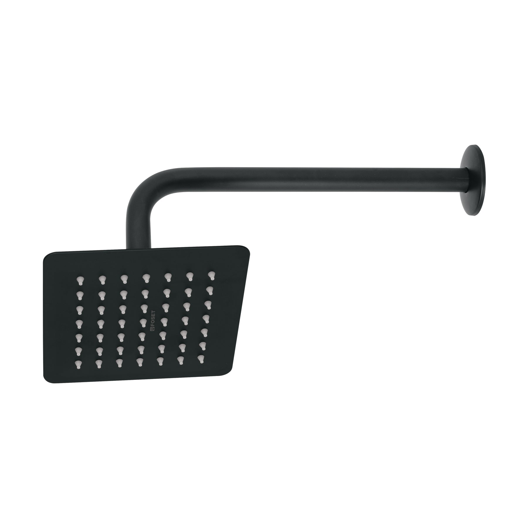 Regadera cuadrada 6", acero inoxidable con brazo, negro, Túbig