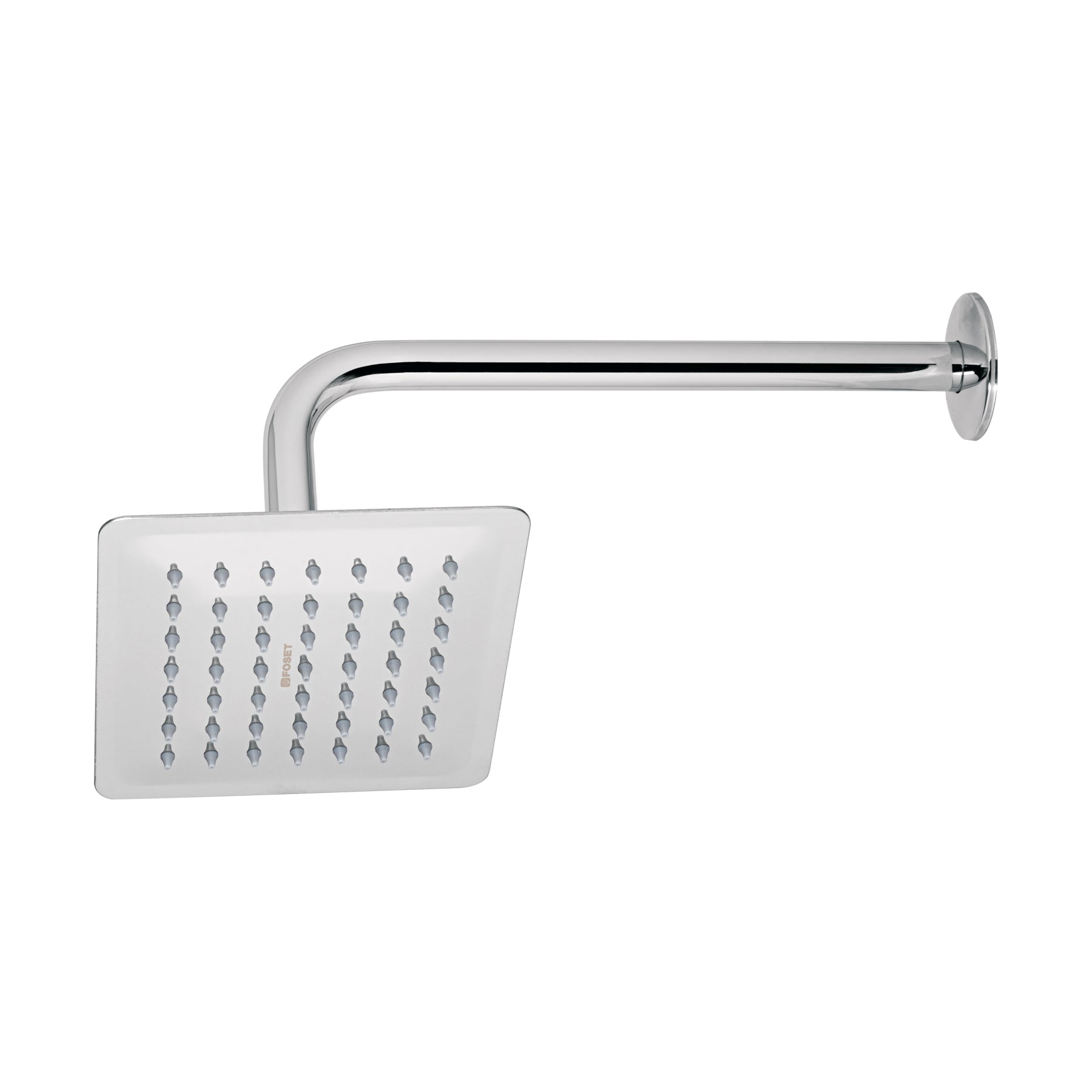 Regadera cuadrada 6", acero inoxidable con brazo, cromo, Túbig
