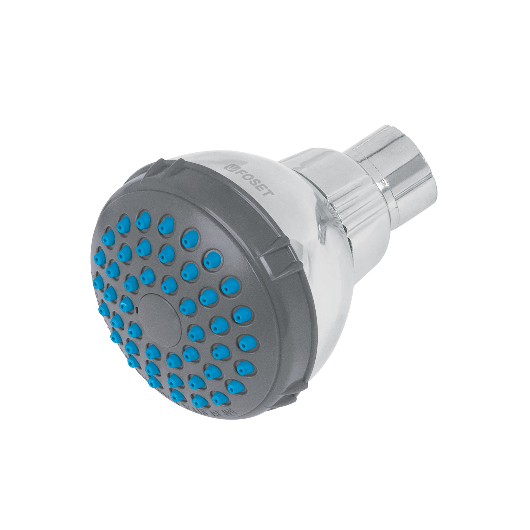 Regadera redonda de ABS 2-1/2" gris-cromo sin brazo, BASIC, Foset, R-506S, 49412