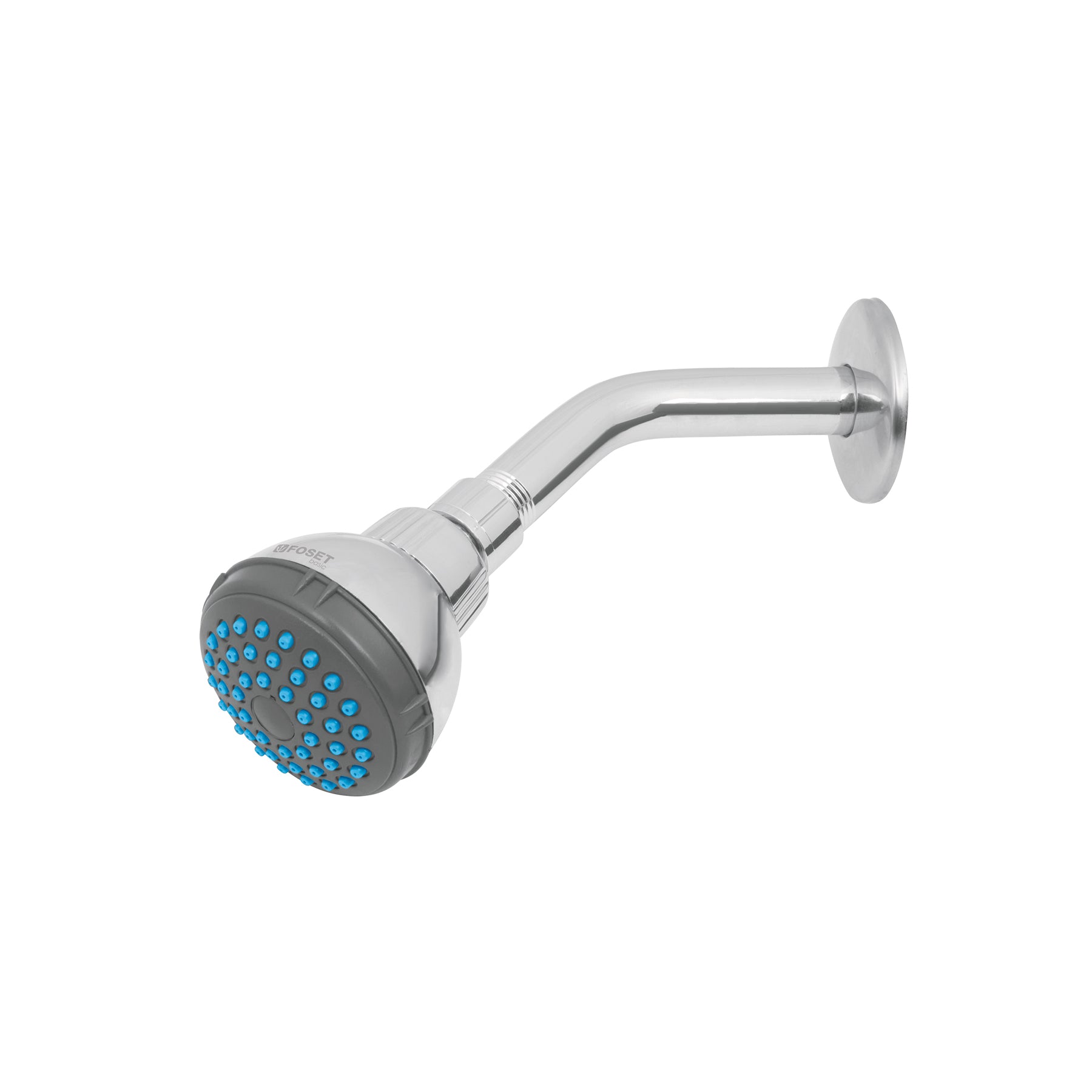 Regadera redonda 2-1/2" brazo y chapetón de acero, BASIC, Foset, R-506, 49245