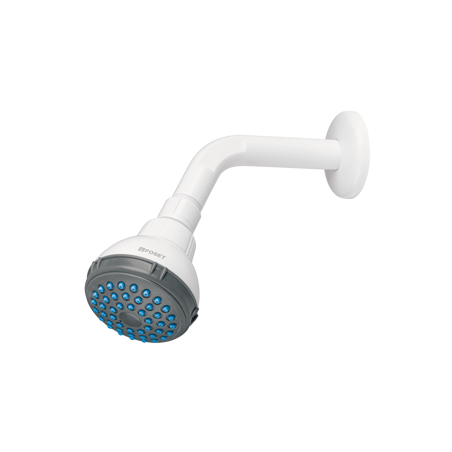 Regadera plástica redonda 2-1/2" gris-blanca BASIC, Foset, R-516, 48293