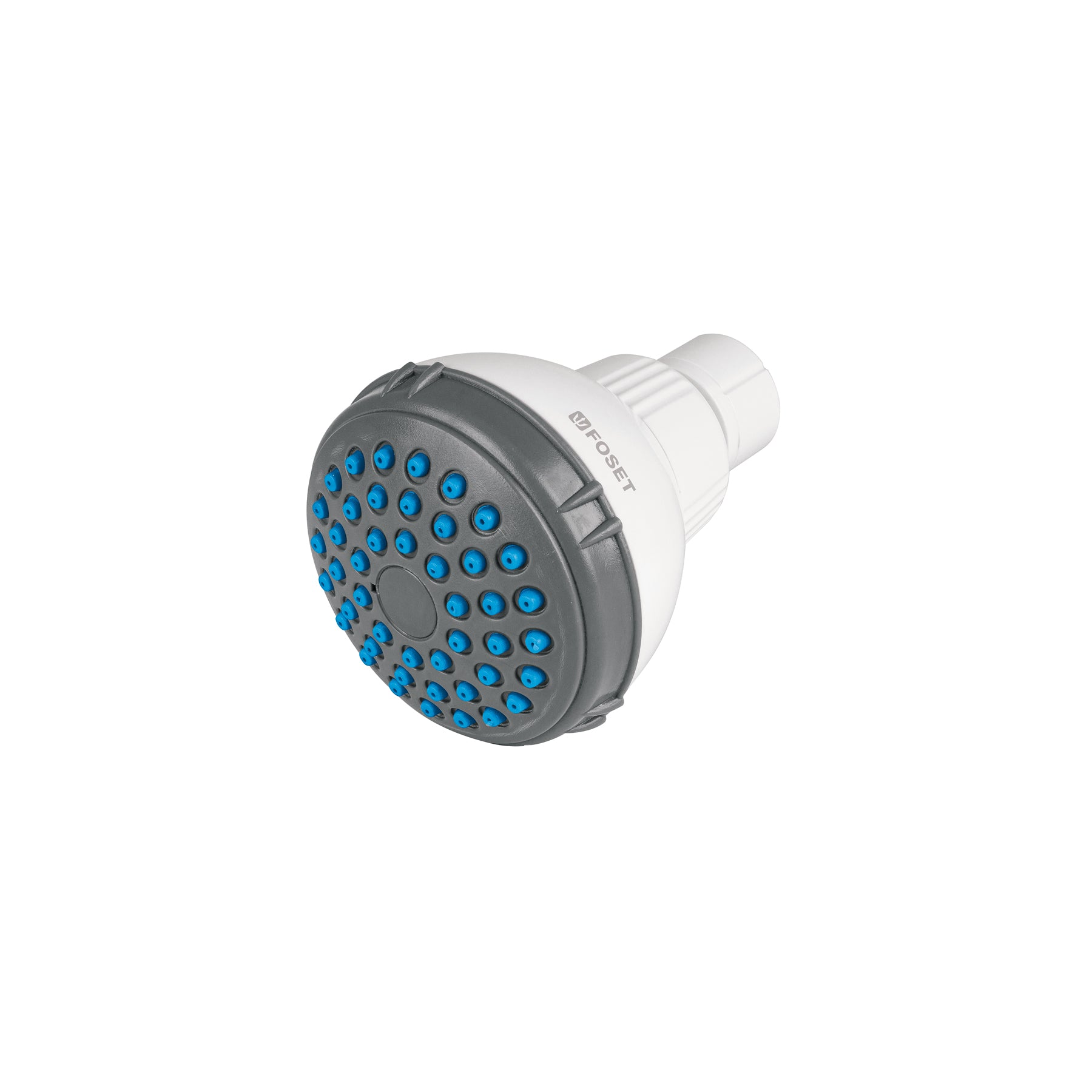 Regadera redonda de ABS 2-1/2" gris-blanca sin brazo, BASIC, Foset, R-516S, 48294