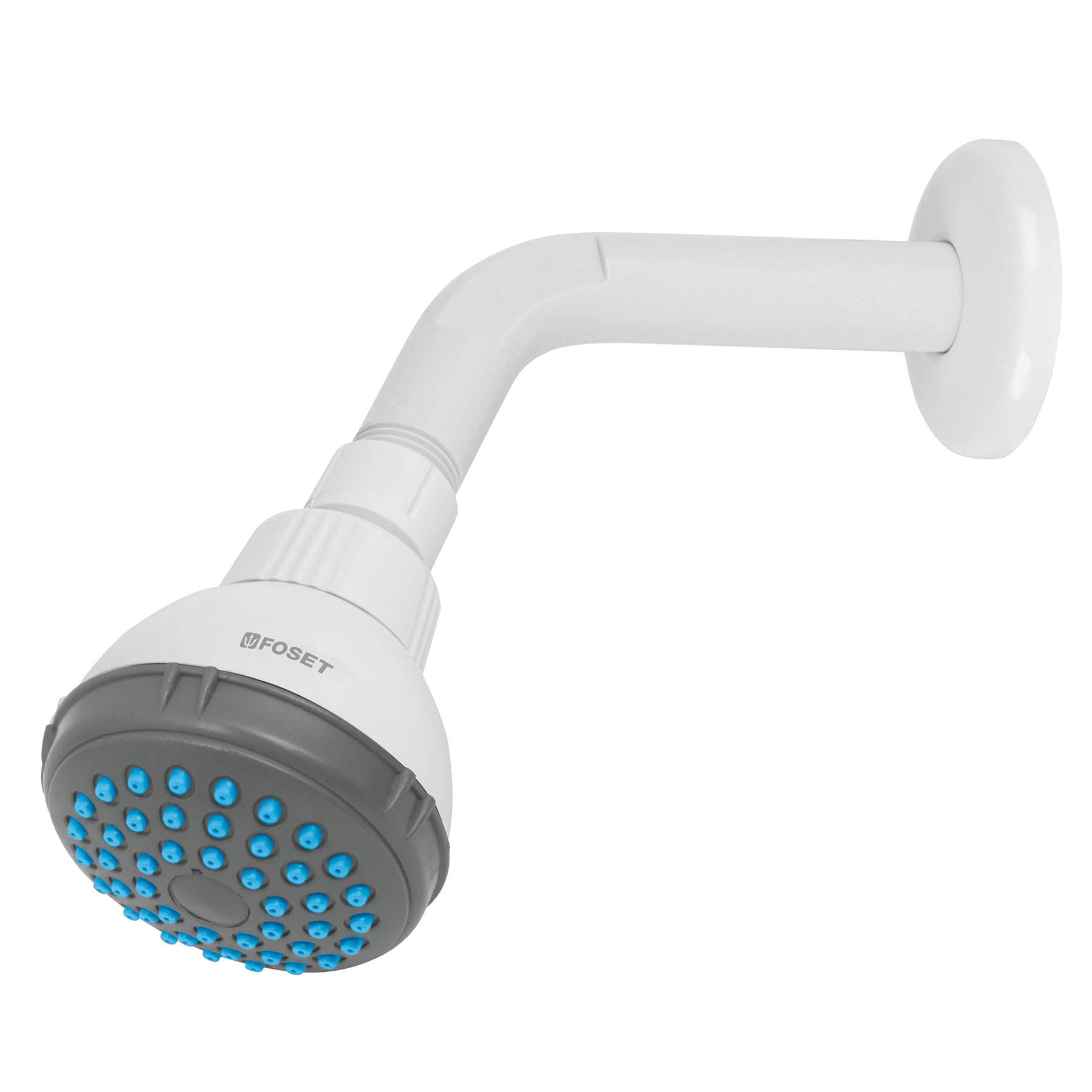 Regadera plástica redonda 2-1/2" gris-blanca, Foset Basic