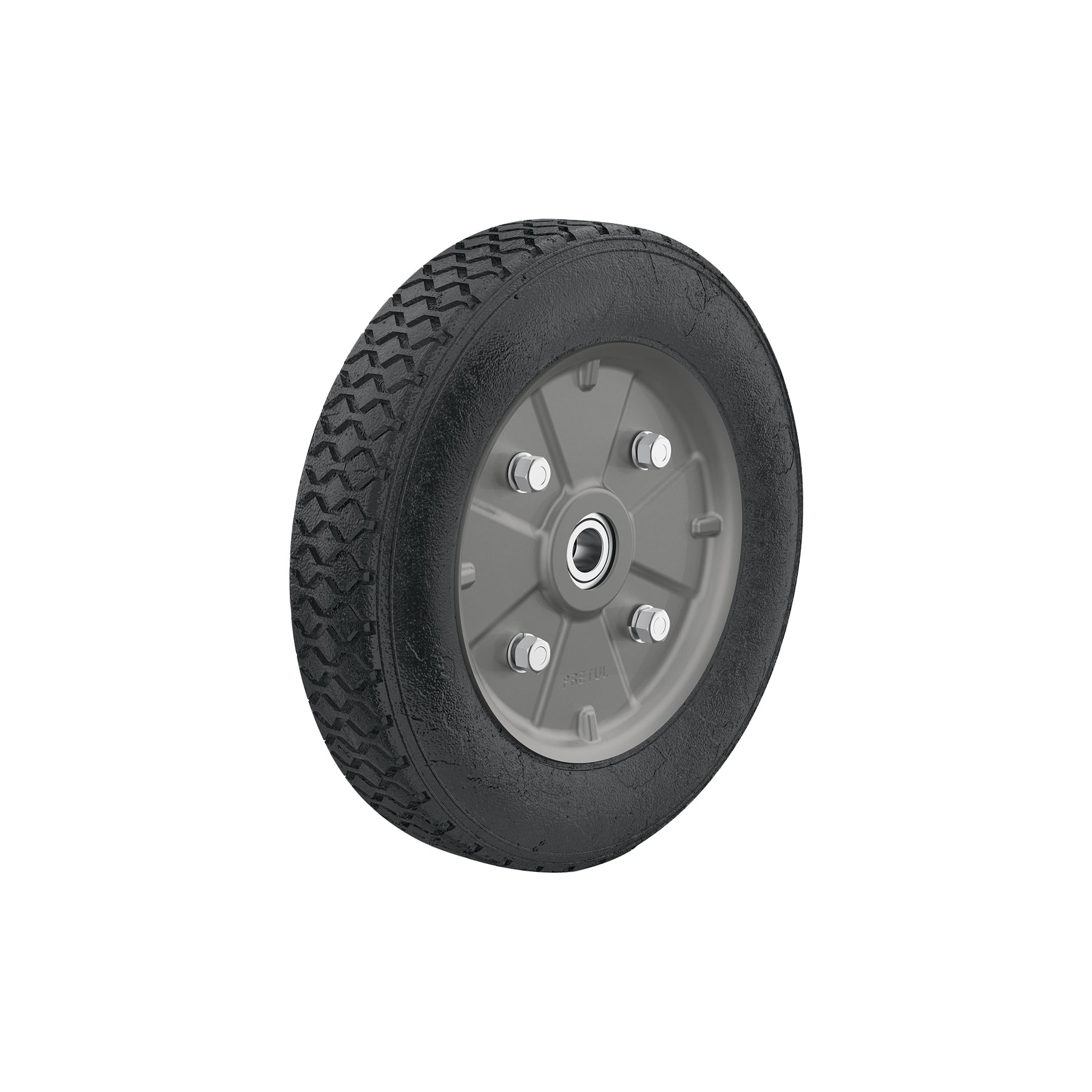 Rueda de hule sólido 10" para diablo, doble balero, Pretul, RD-102, 45035