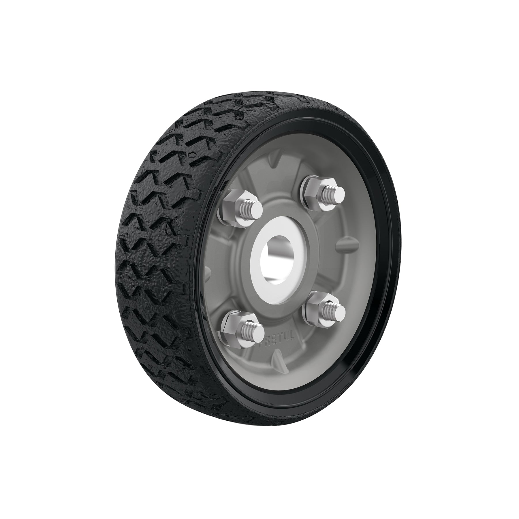 Rueda de hule sólido 4-1/2" para diablo, un balero, Pretul, RD-41, 45476