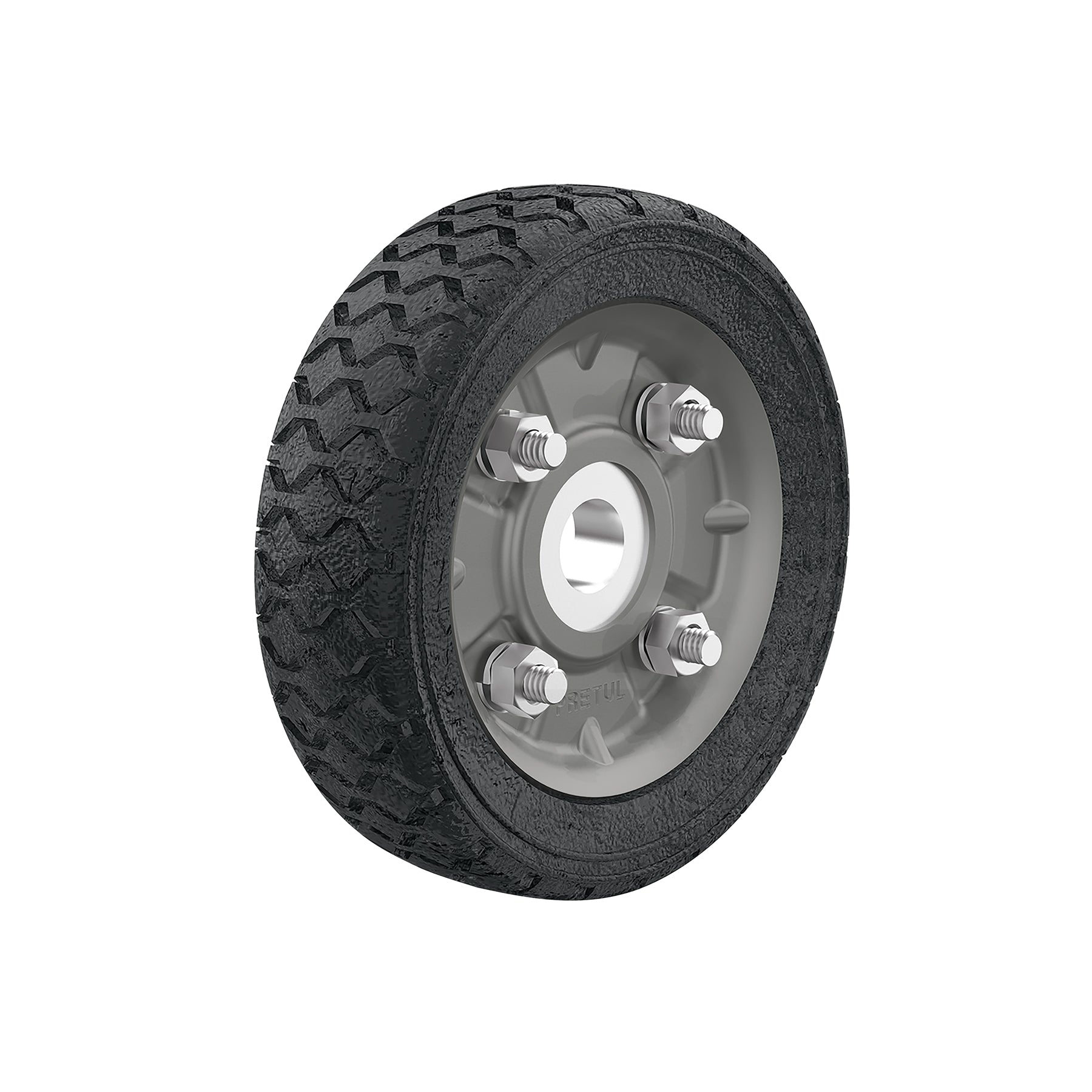 Rueda de hule sólido 5" para diablo, un balero, Pretul, RD-51, 45478