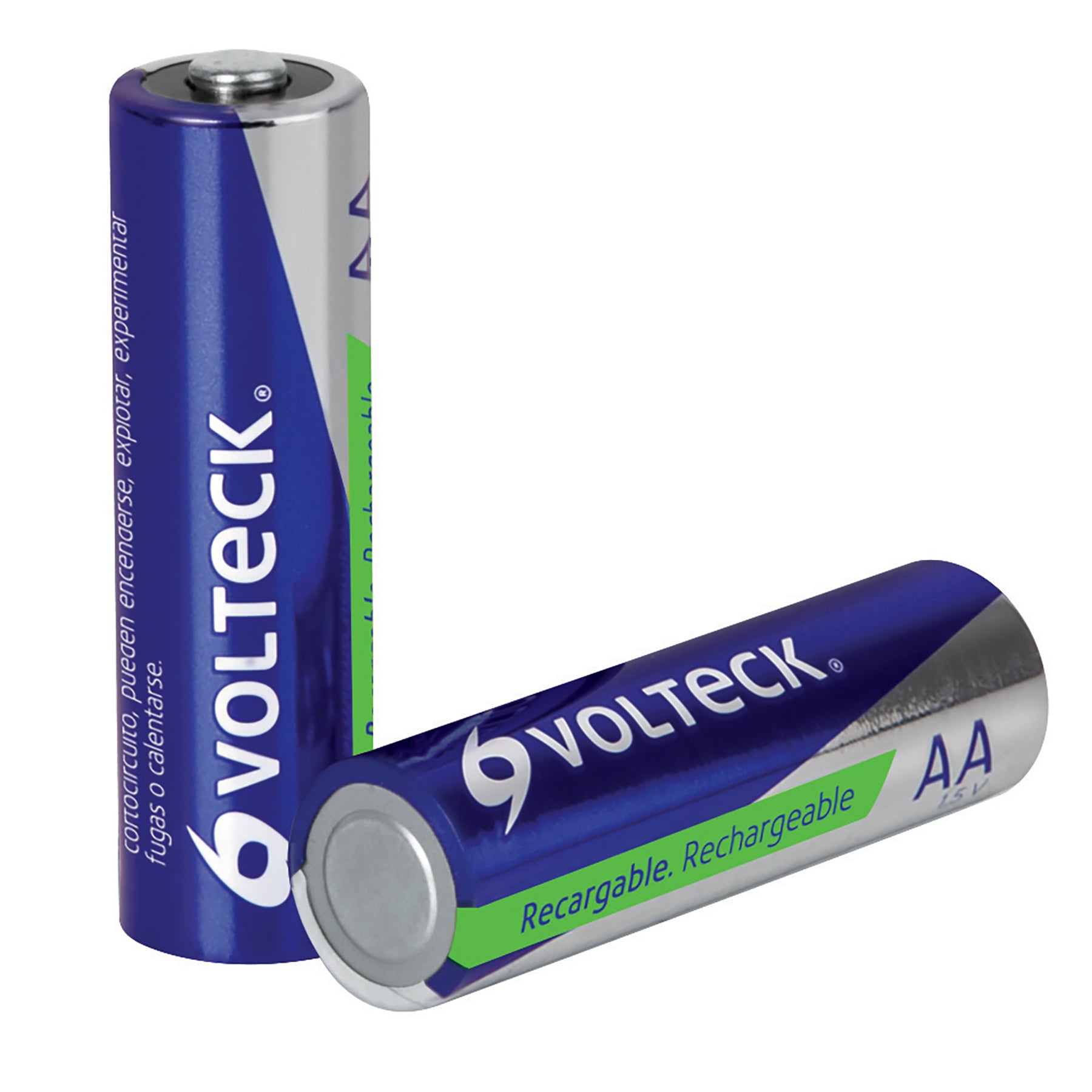 Blíster con 2 pilas recargables AA larga duración, 2500 mAh, Volteck, RE-AA, 47204