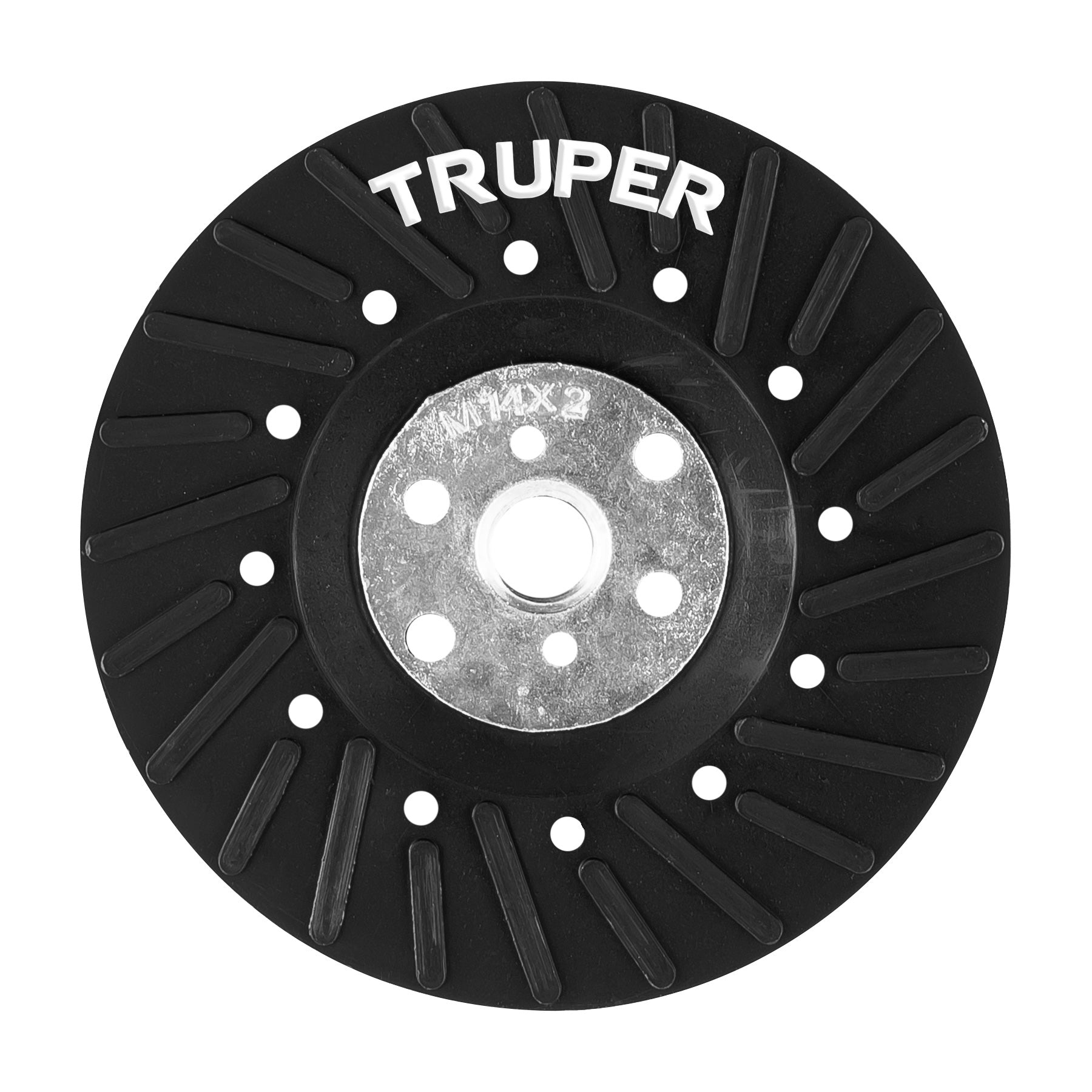 Respaldo para discos de lija 4-1/2", eje M14, Truper