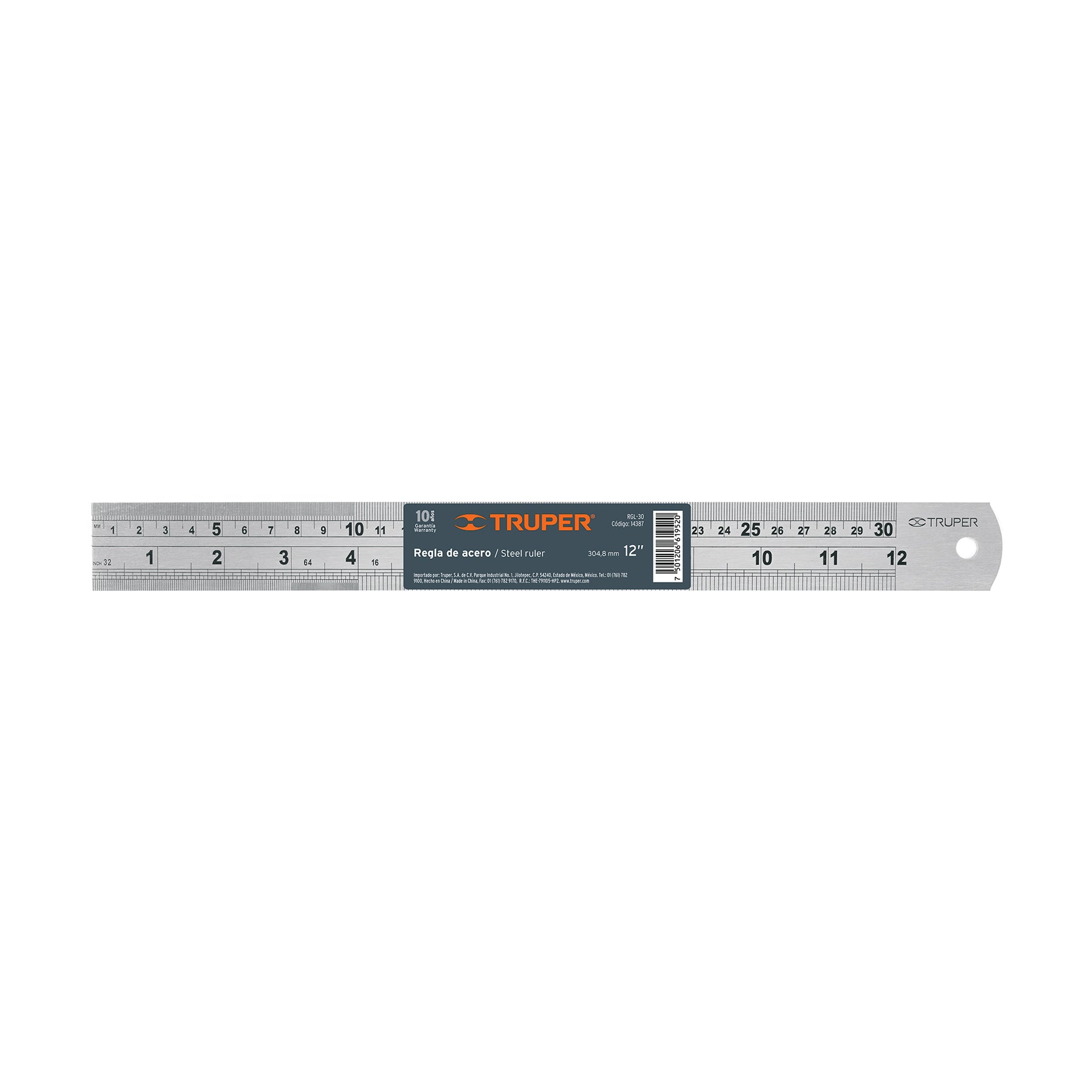 Regla 30 cm de acero inoxidable, Truper