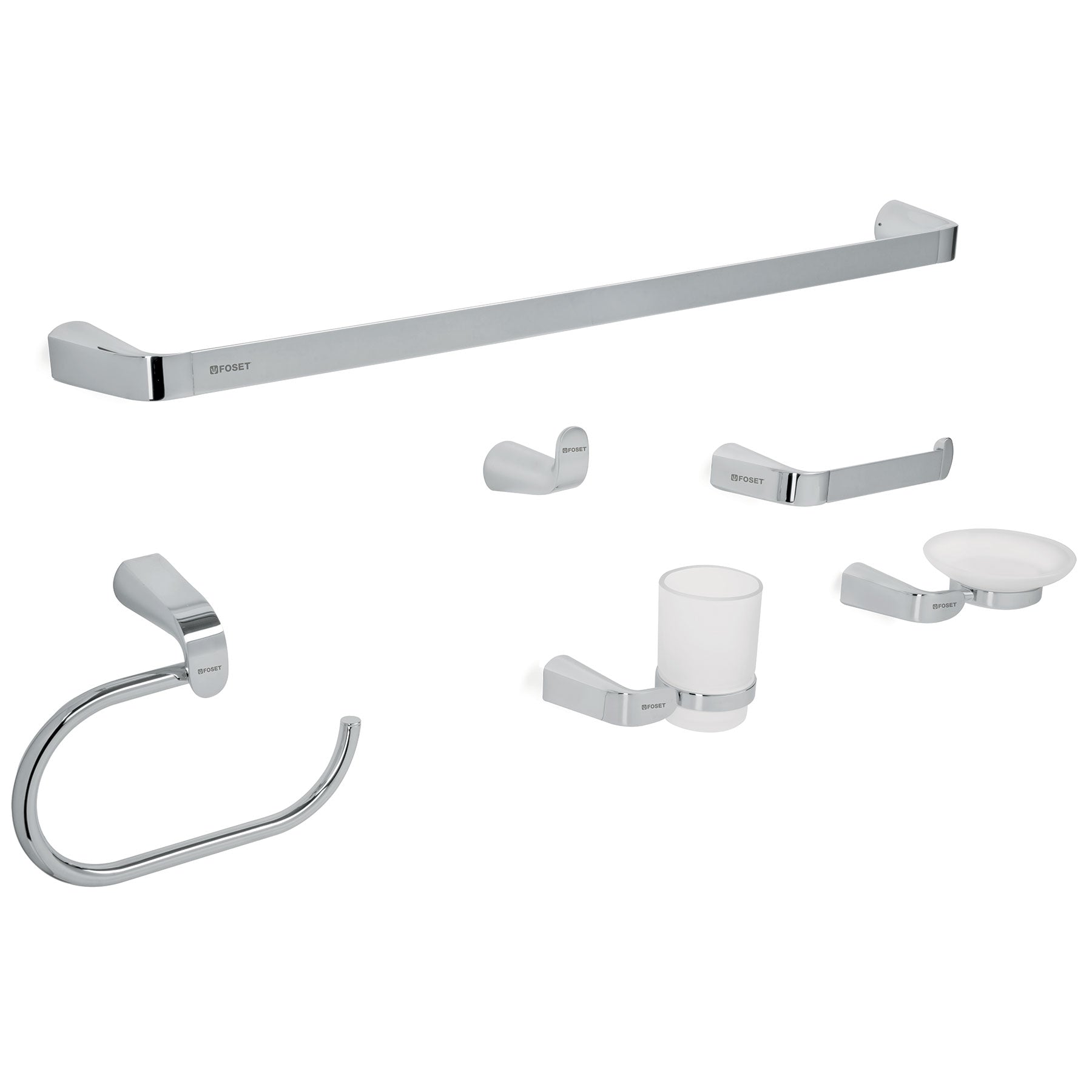 Juego de 6 accesorios para baño acabado cromo, RIVIERA, Foset, RIA-7000, 45211