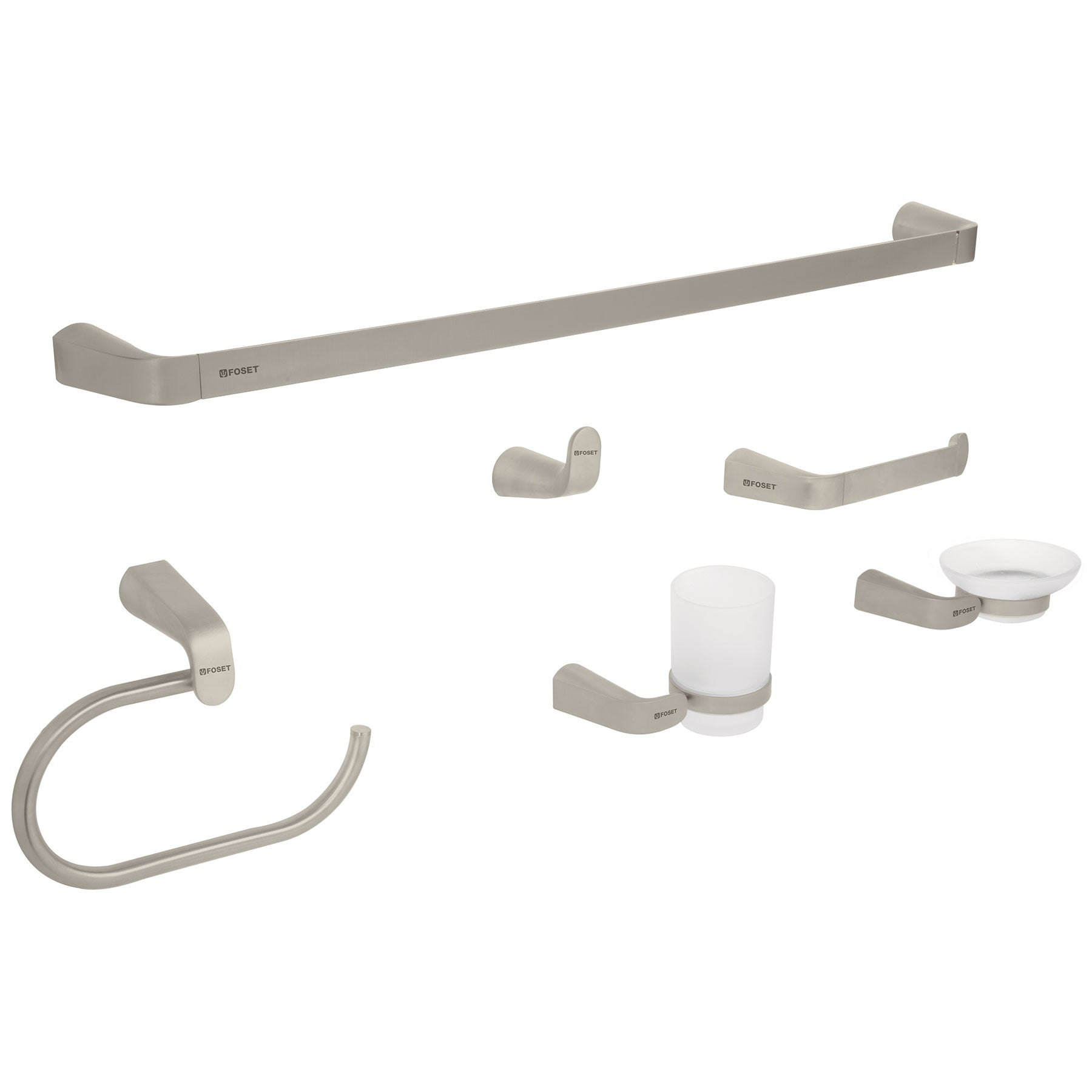 Juego de 6 accesorios para baño acabado satín, RIVIERA, Foset, RIA-7000N, 45226