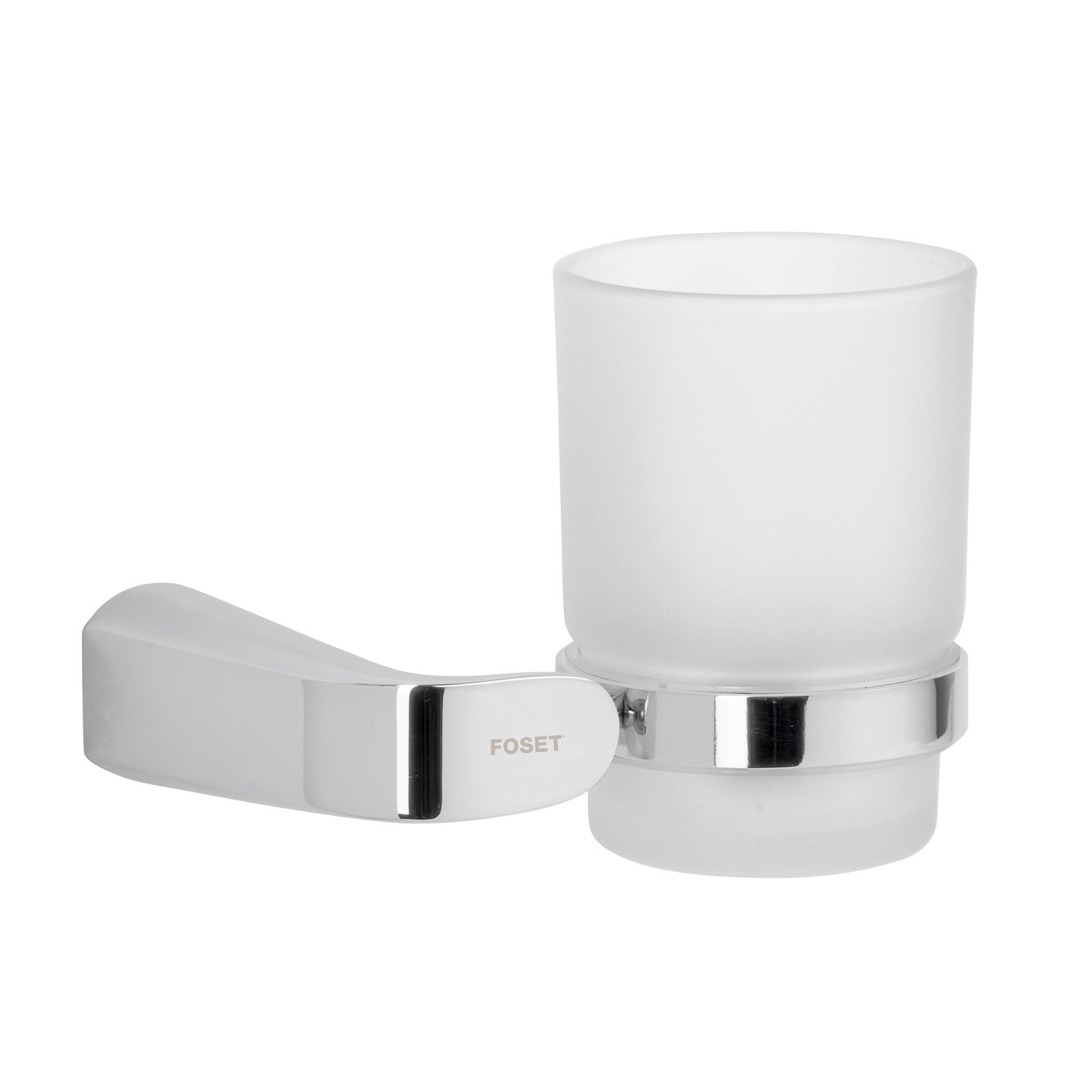 Portavaso cepillero cromo con vaso de vidrio RIVIERA, Foset, RIA-71, 45205