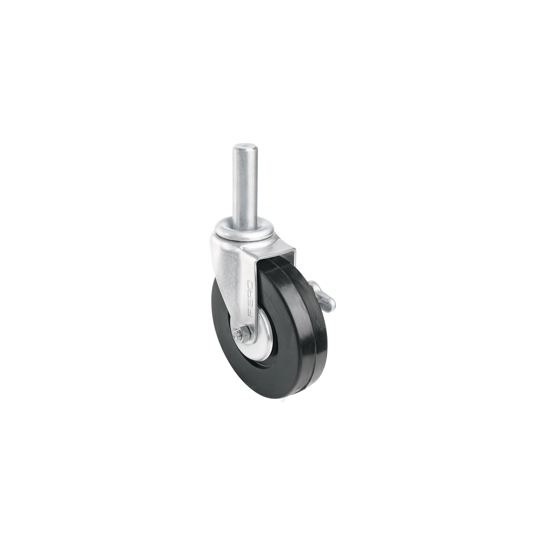 Rodaja hule 6" con espiga sólida y freno, carga 125kg, Fiero