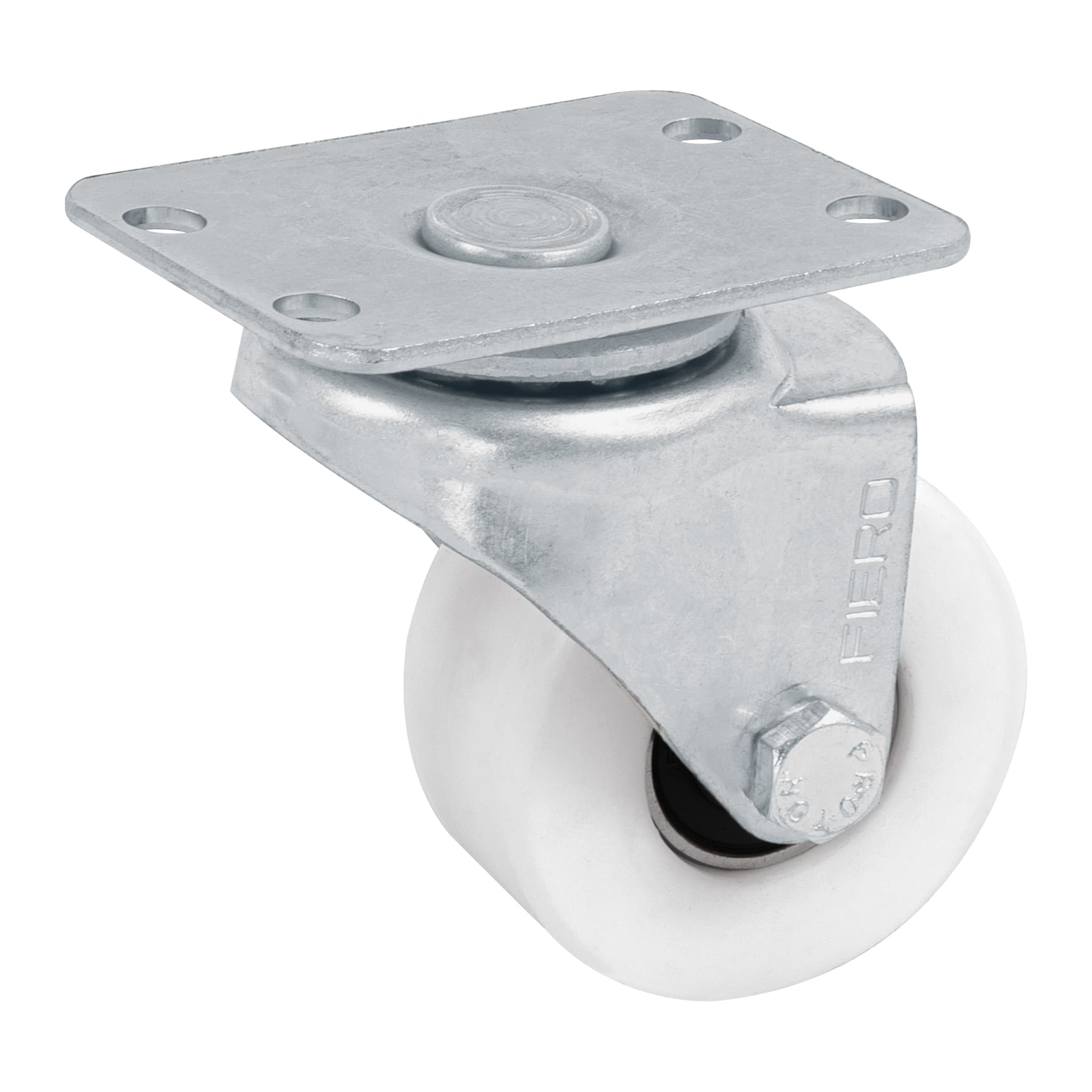 Rodaja de polietileno 2" placa giratoria, con balero, Fiero