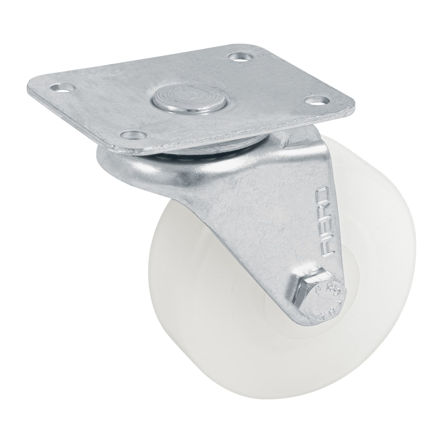 Rodaja de polietileno 2-1/2" placa giratoria con buje, Fiero