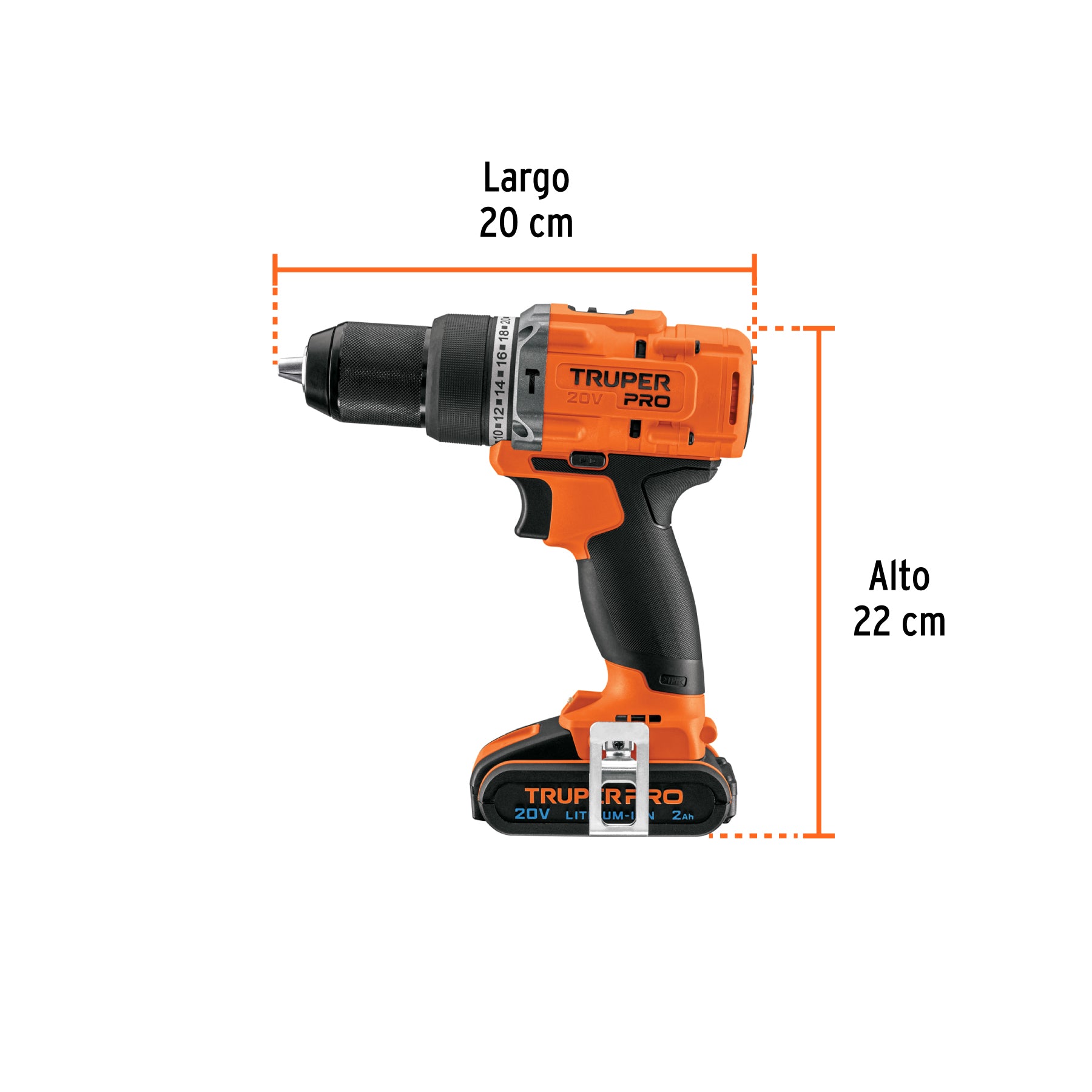 Rotomartillo inalámbrico 1/2", 20V, 2 baterías 2Ah, PRO