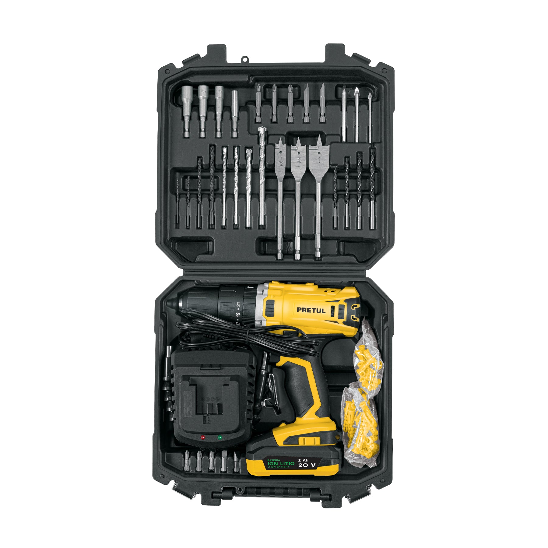 Kit rotomartillo 1/2", 20V, 32 accesorios, Pretul