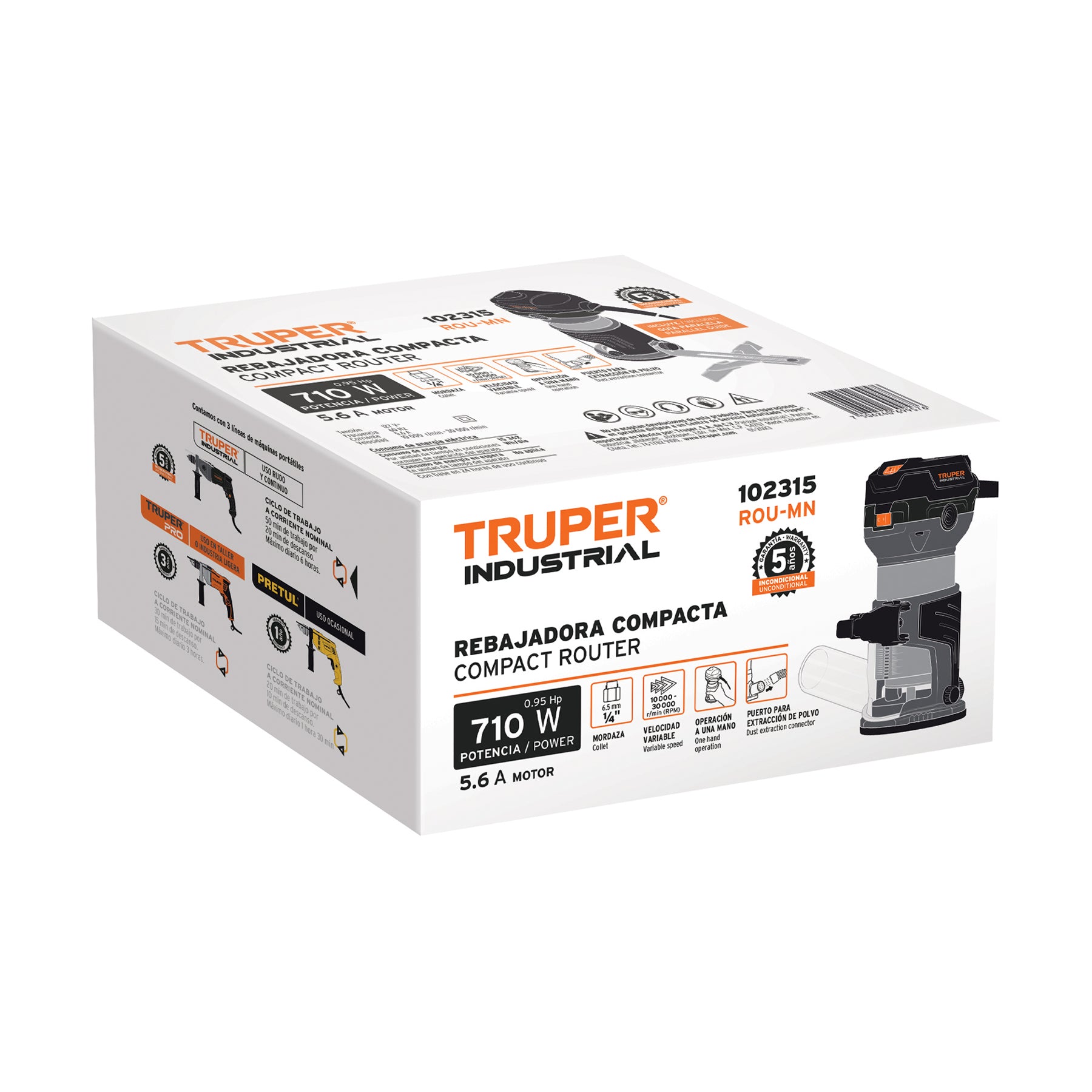 Router industrial Truper compacto 710W, 3/4 HP