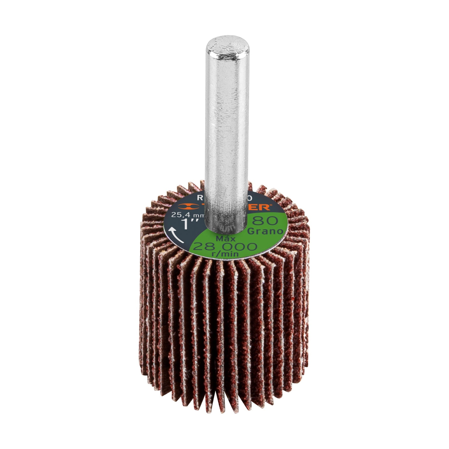 Rueda flap de 1", grano 80, Truper
