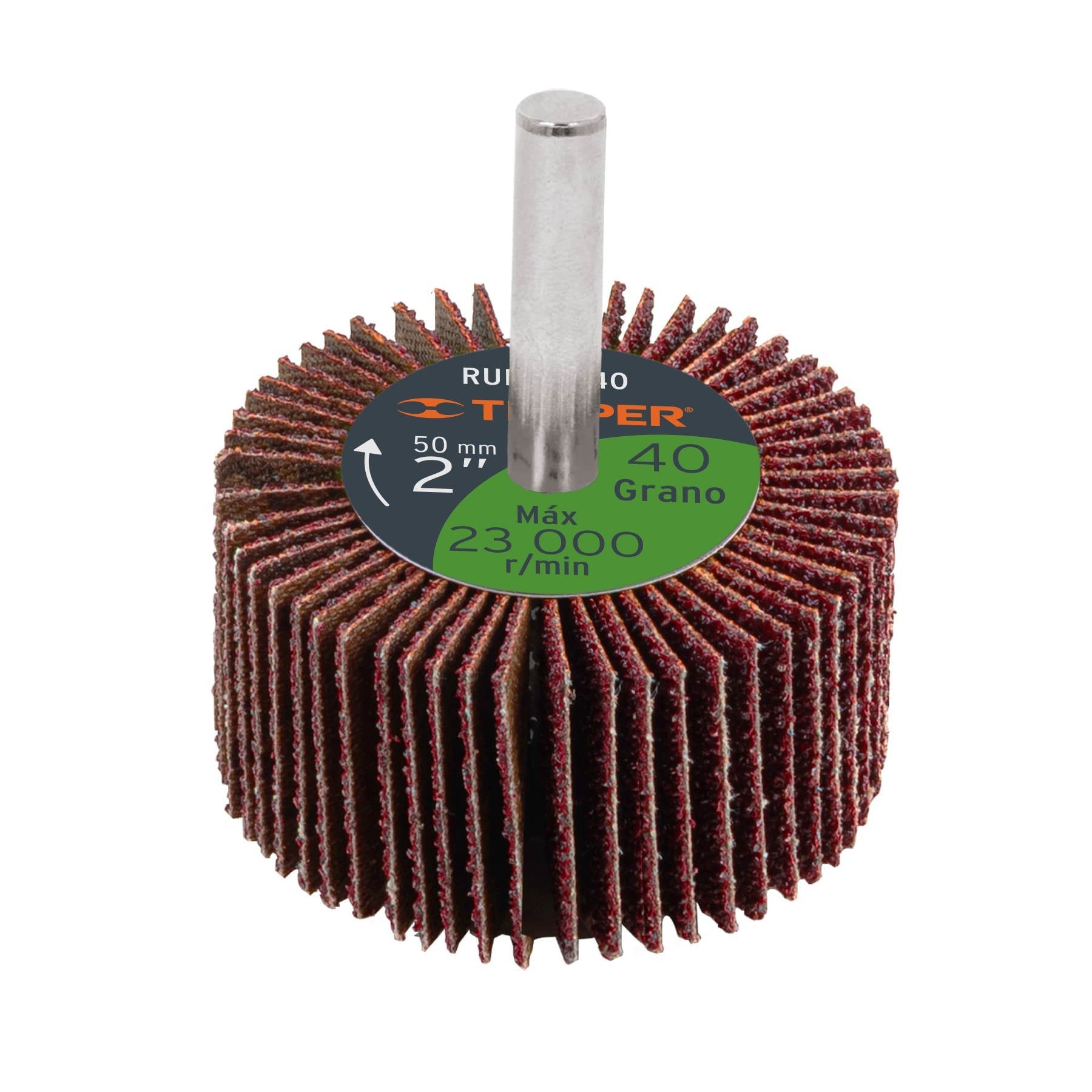 Rueda flap de 2", grano 40, Truper
