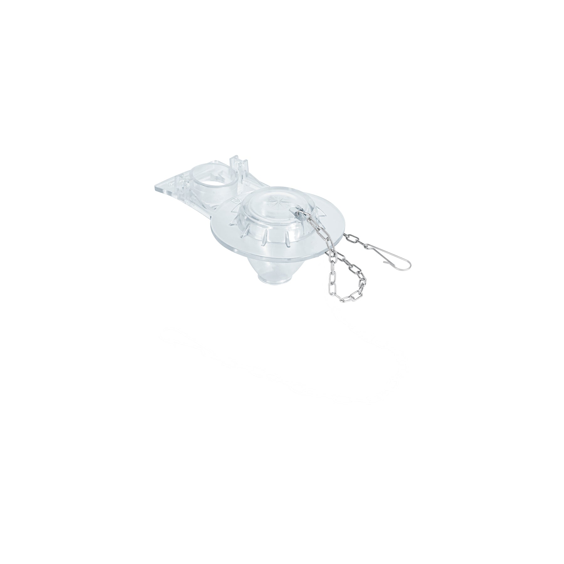 Sapo 2" para WC, PVC, trasparente, cadena inoxidable Foset
